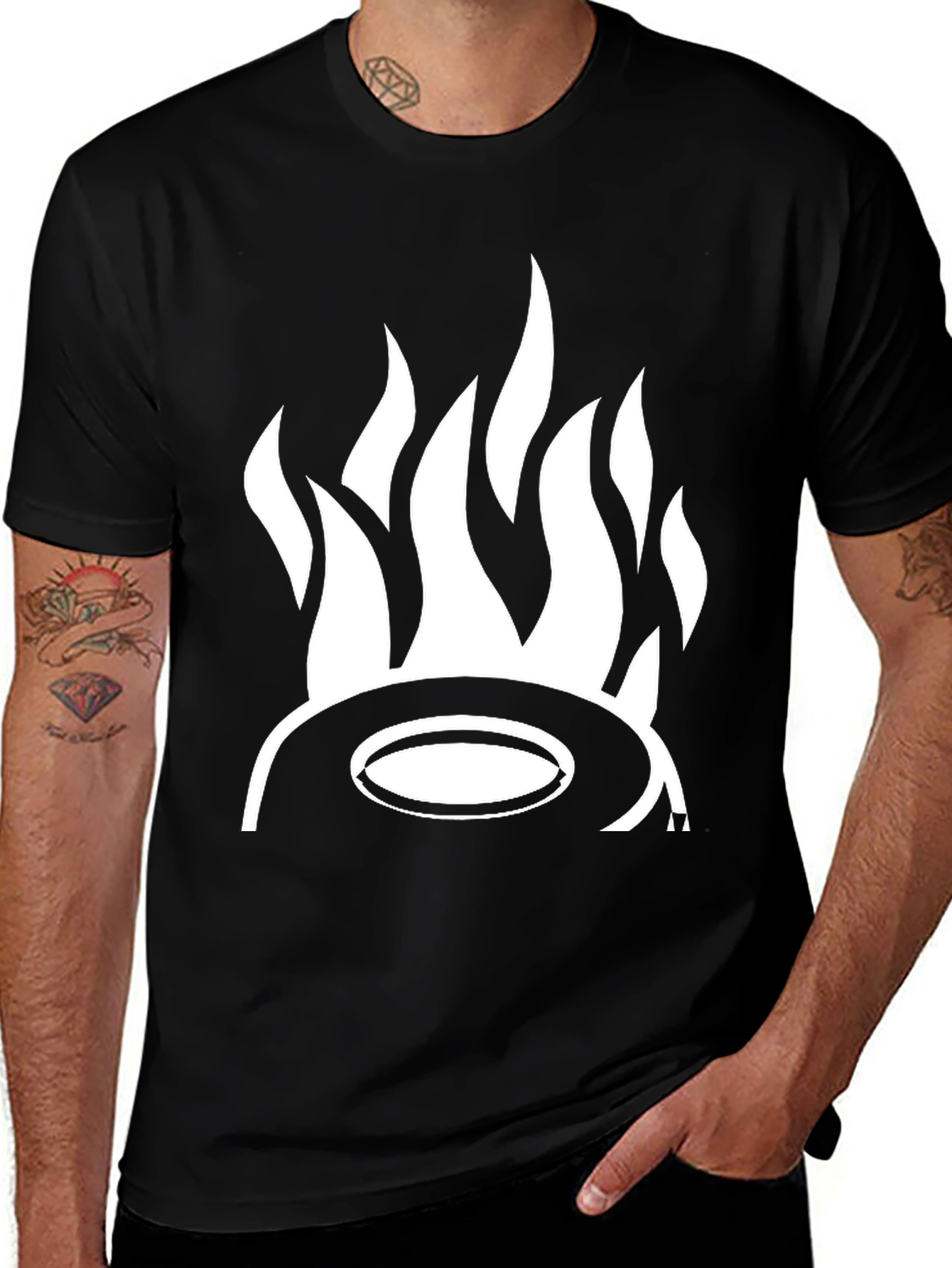 Variant 2 of Fiery Hat Graphic Tee - Bold Black T-Shirt