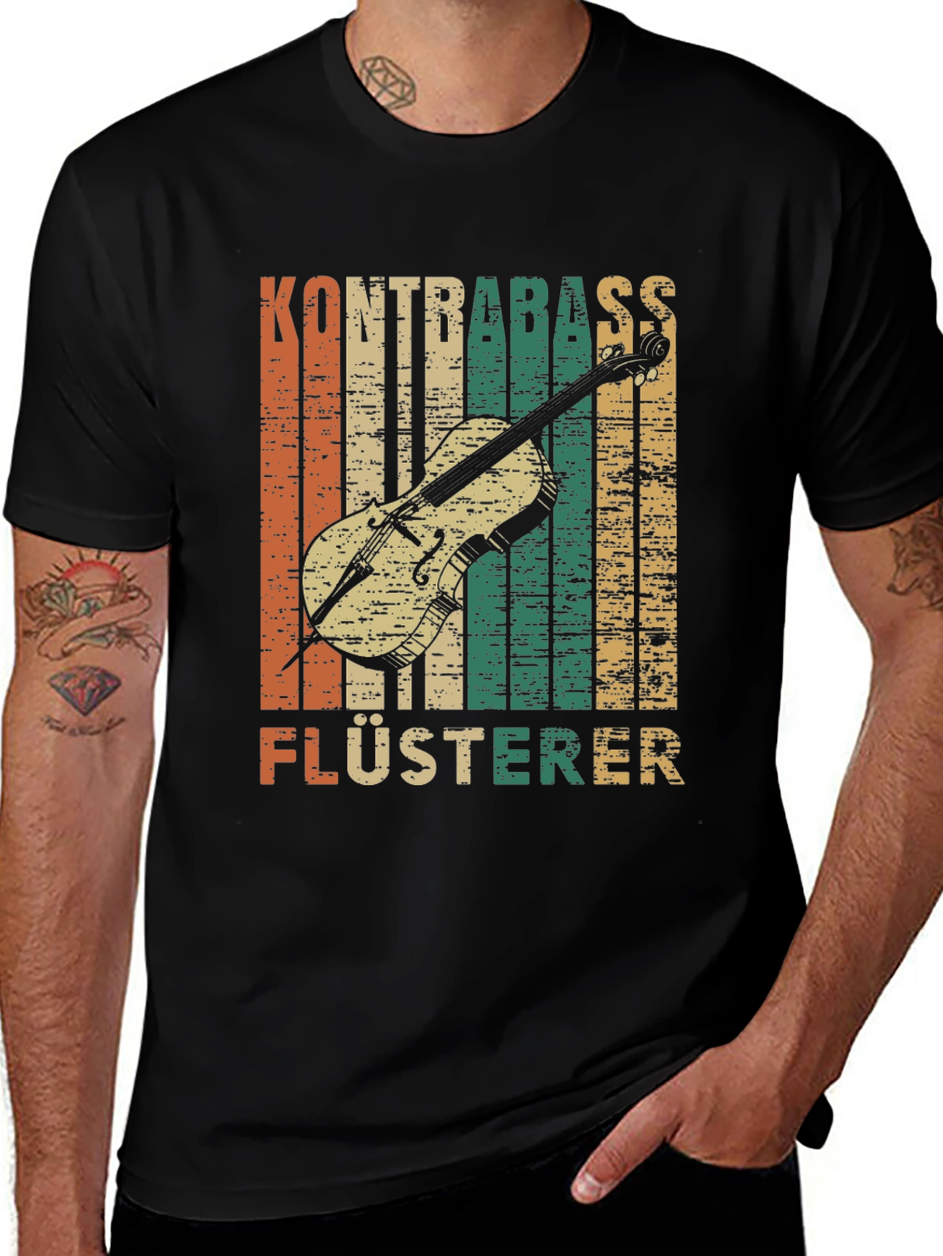 Kontrabass Flüsterer T-Shirt - Vintage Bass Player Tee