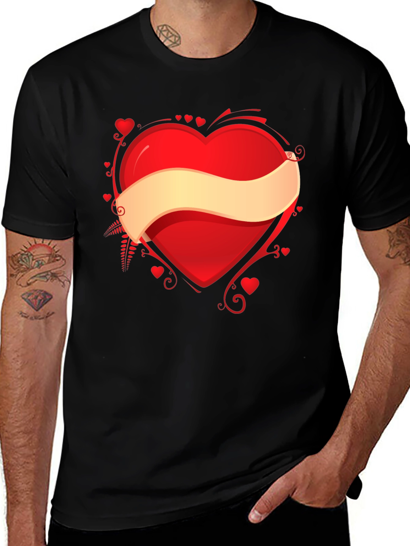 Variant 15 of Heart Banner Graphic Tee - Black