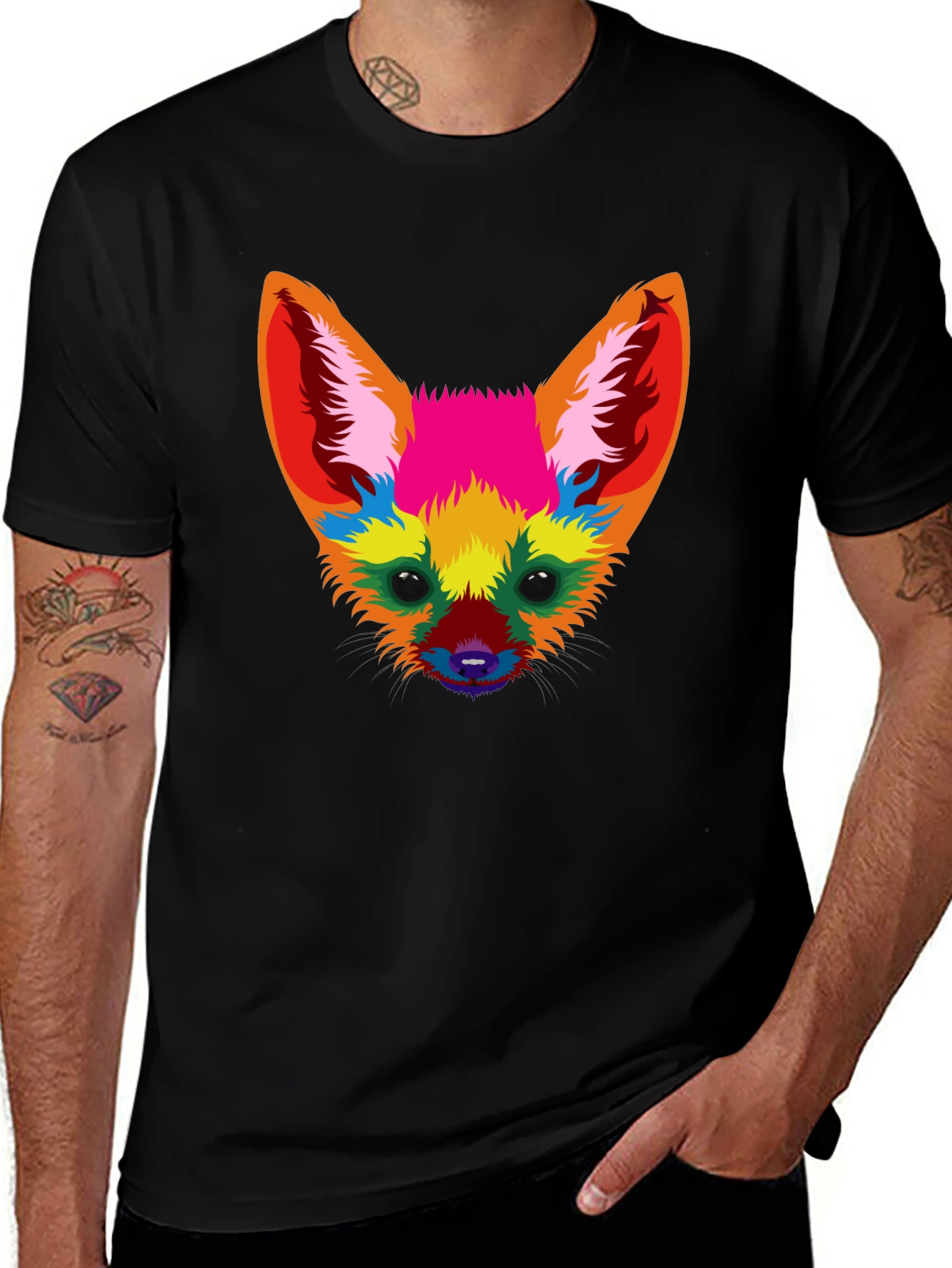 Variant 24 of Colorful Fox Graphic T-Shirt - Artistic Animal Tee