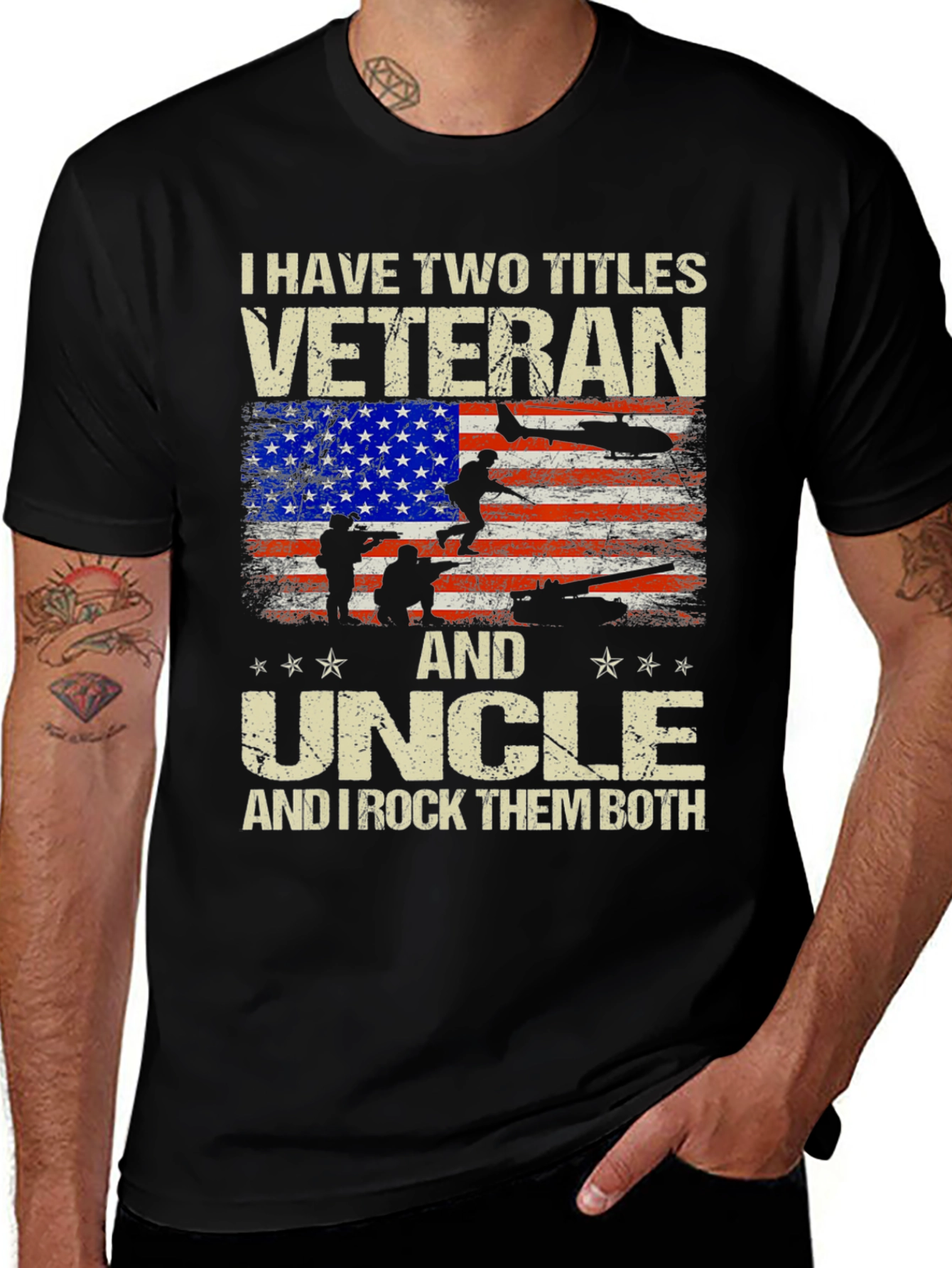 Veteran & Uncle T-Shirt - Patriotic Military Tee