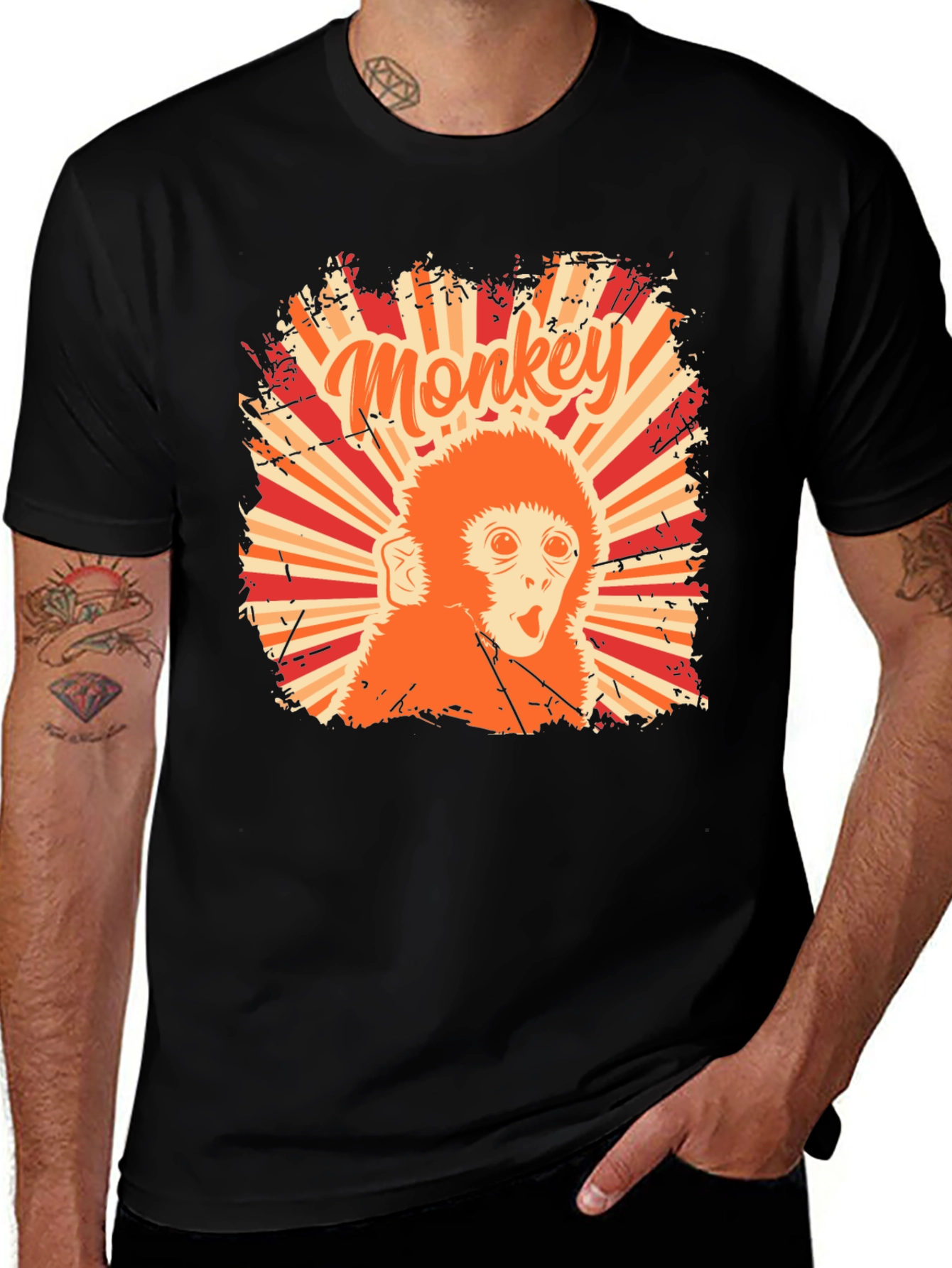 Variant 20 of Retro Monkey Graphic T-Shirt - Black