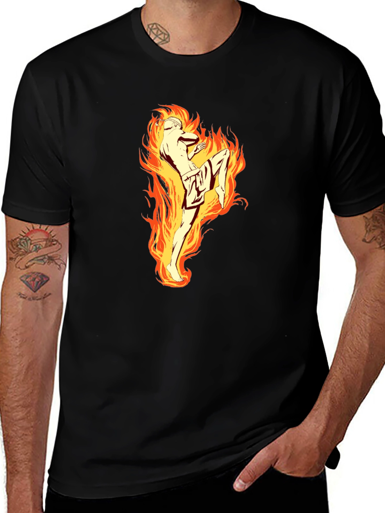 Variant 14 of Fiery Kick T-Shirt - Martial Arts Design