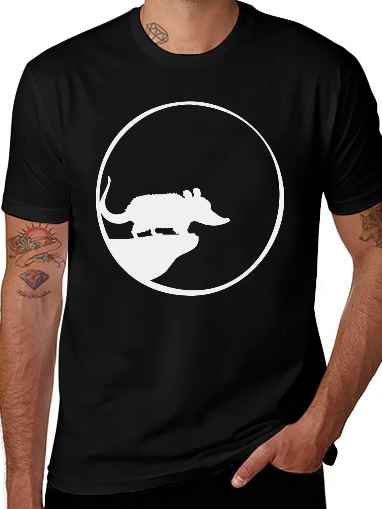 Variant 14 of Armadillo Silhouette Graphic Tee - Casual Black T-Shirt