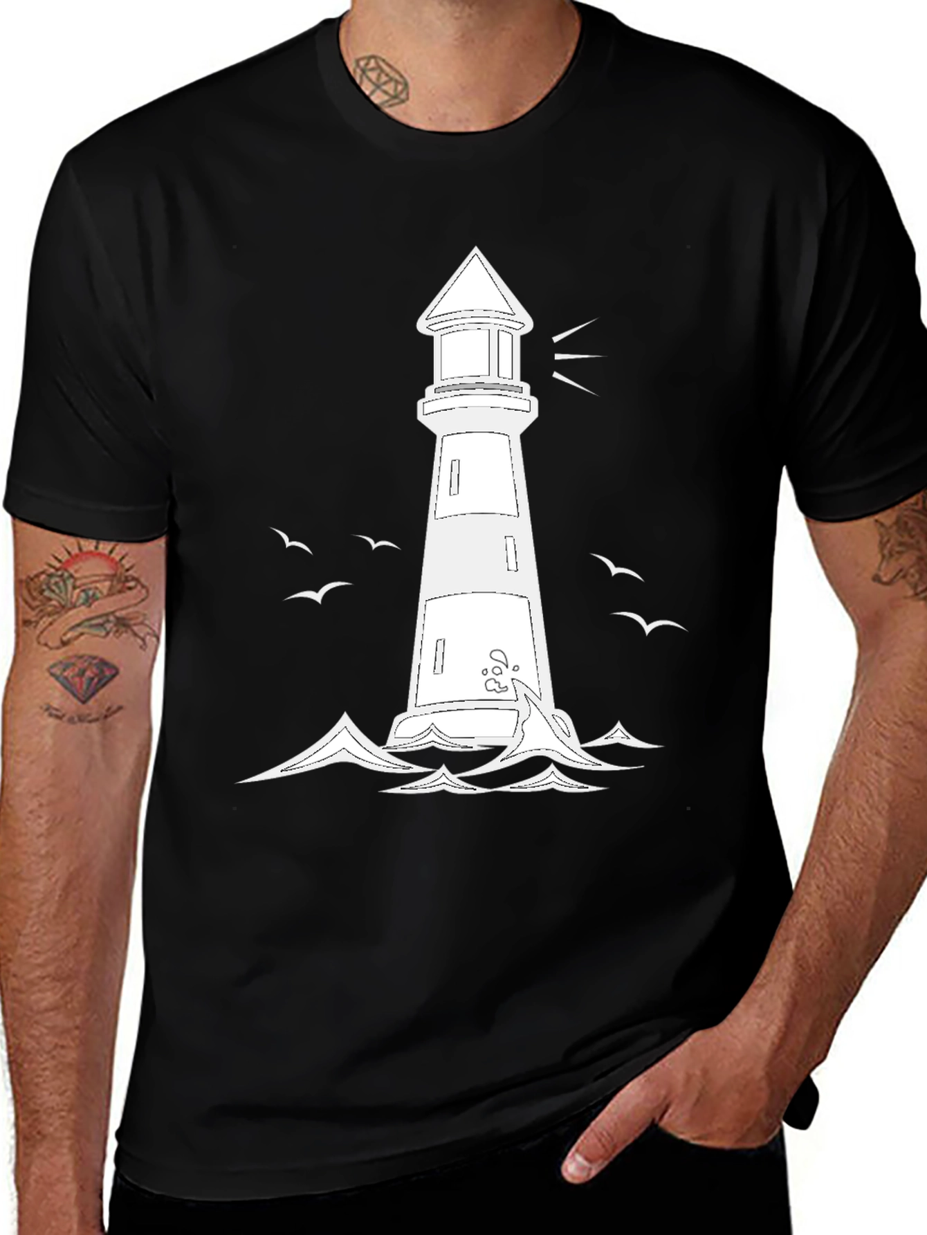 Variant 3 of Lighthouse Graphic Tee - Coastal Style