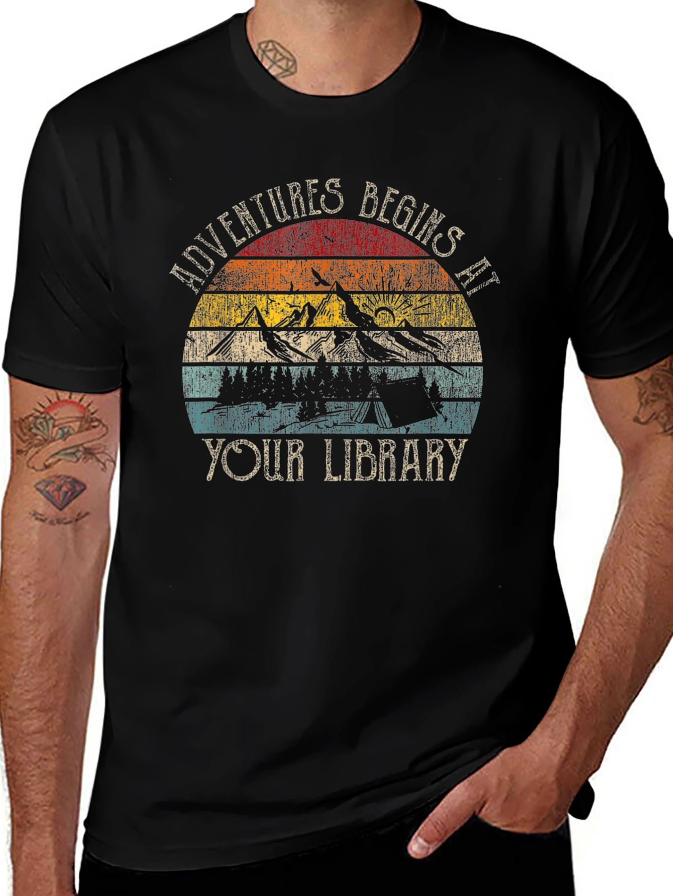 Variant 16 of Adventure Begins at Your Library Graphic Tee
