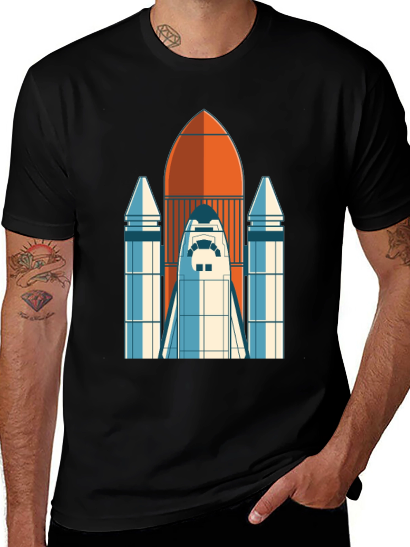 Variant 23 of Retro Rocket Graphic Tee - Space Shuttle T-Shirt