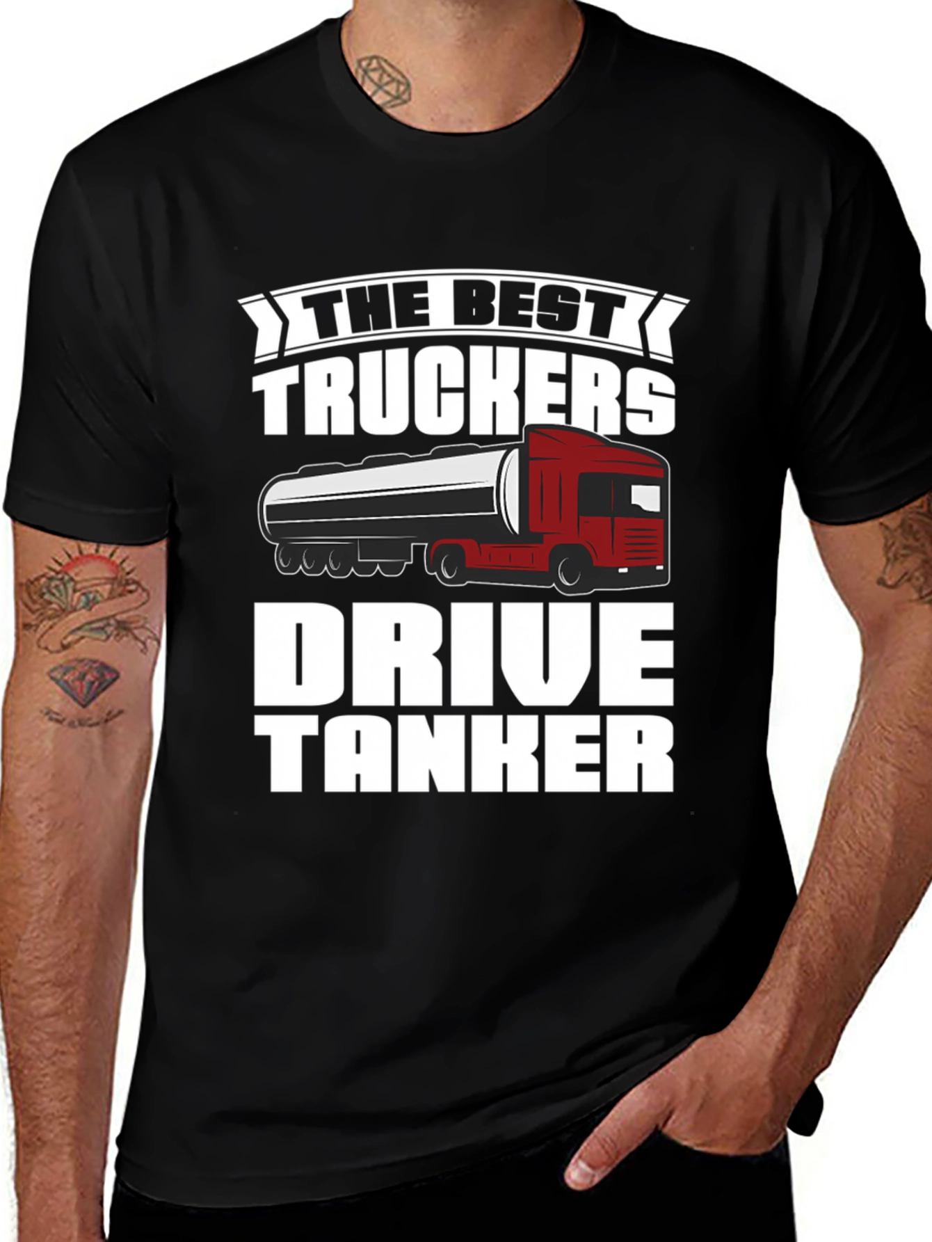 Best Truckers Drive Tanker T-Shirt - Black Cotton Graphic Tee