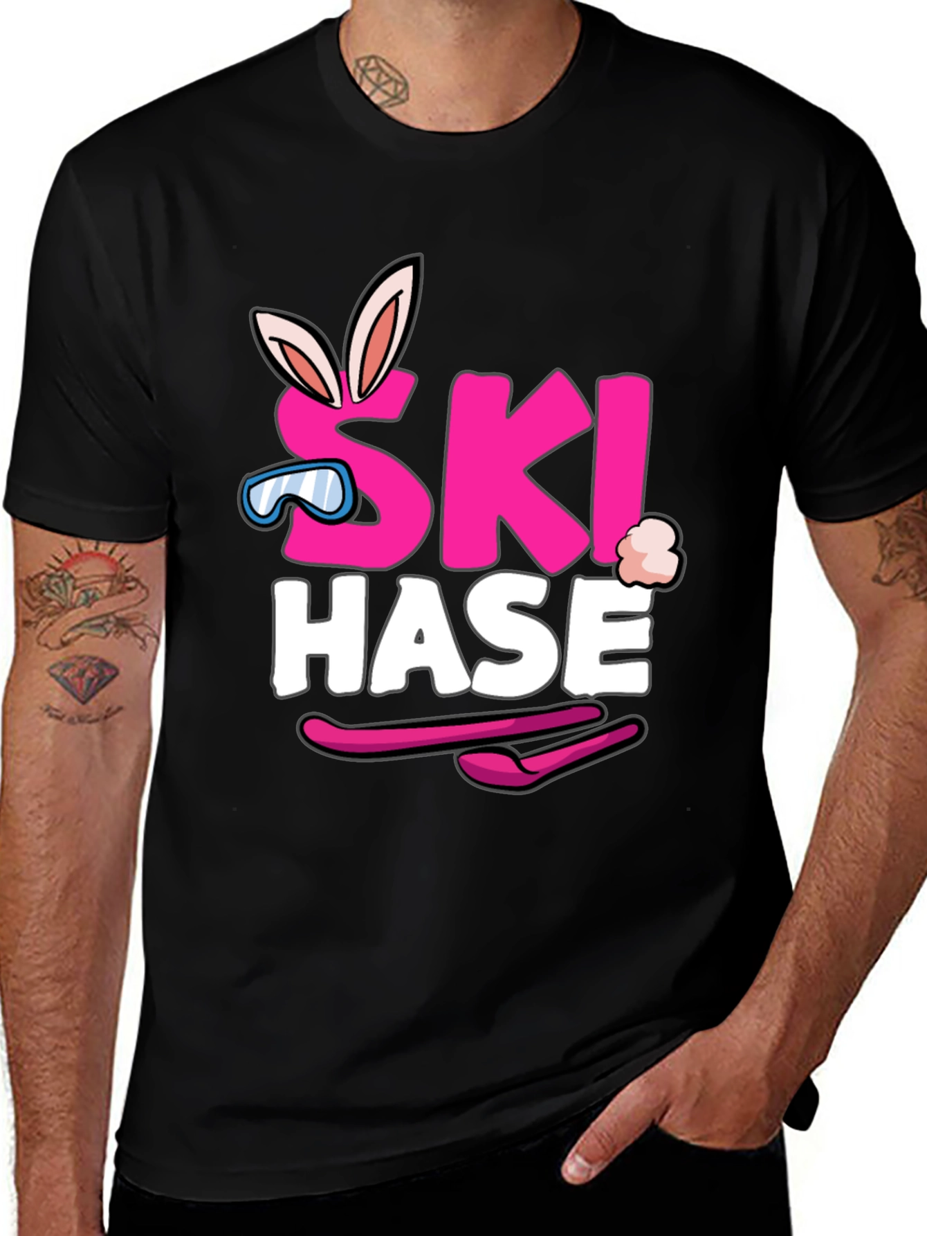 Ski Hase T-Shirt - Easter Bunny Skiing Tee