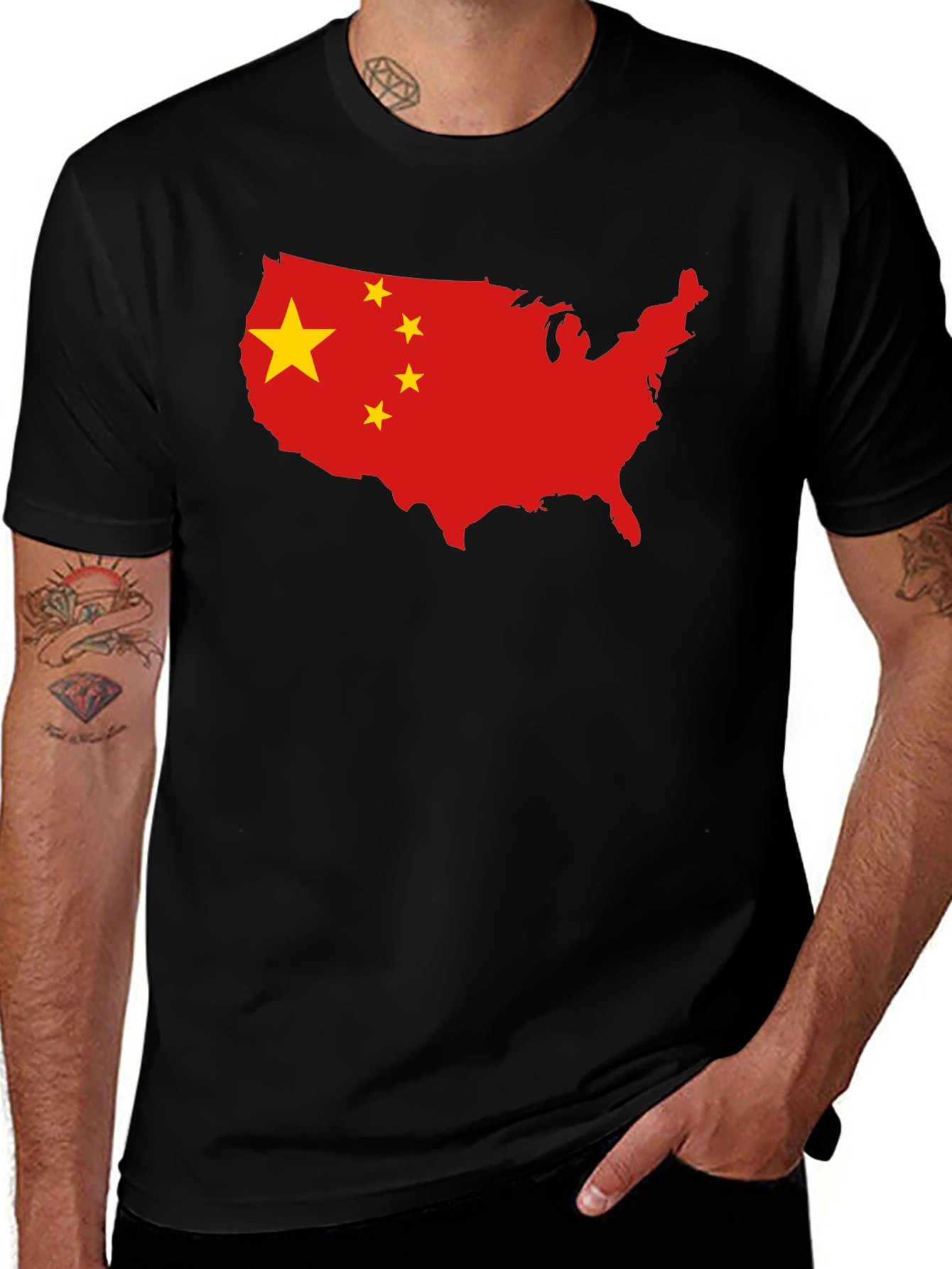 USA China Flag Graphic T-Shirt