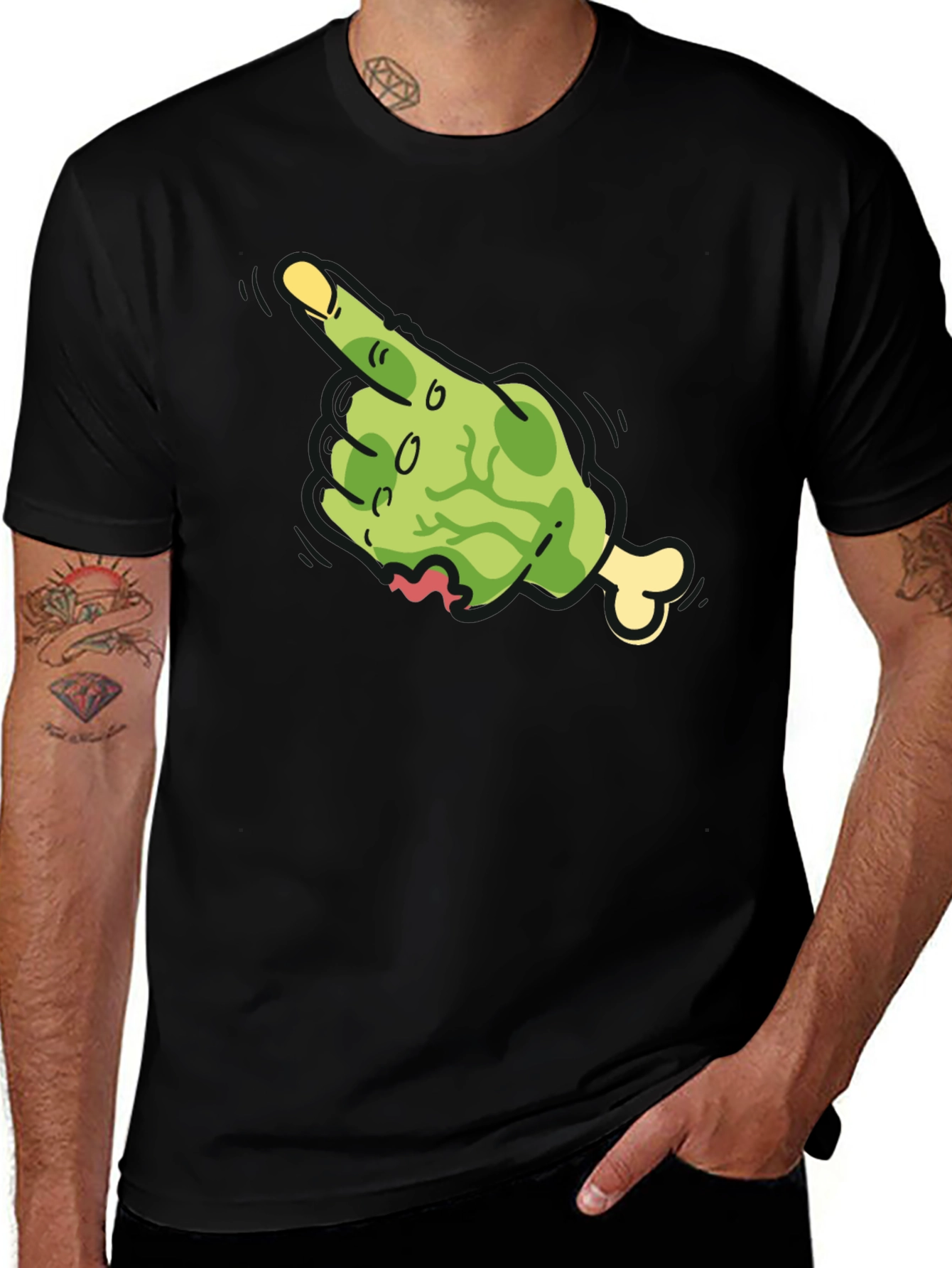 Zombie Hand Pointing T-Shirt - Black Cotton Tee
