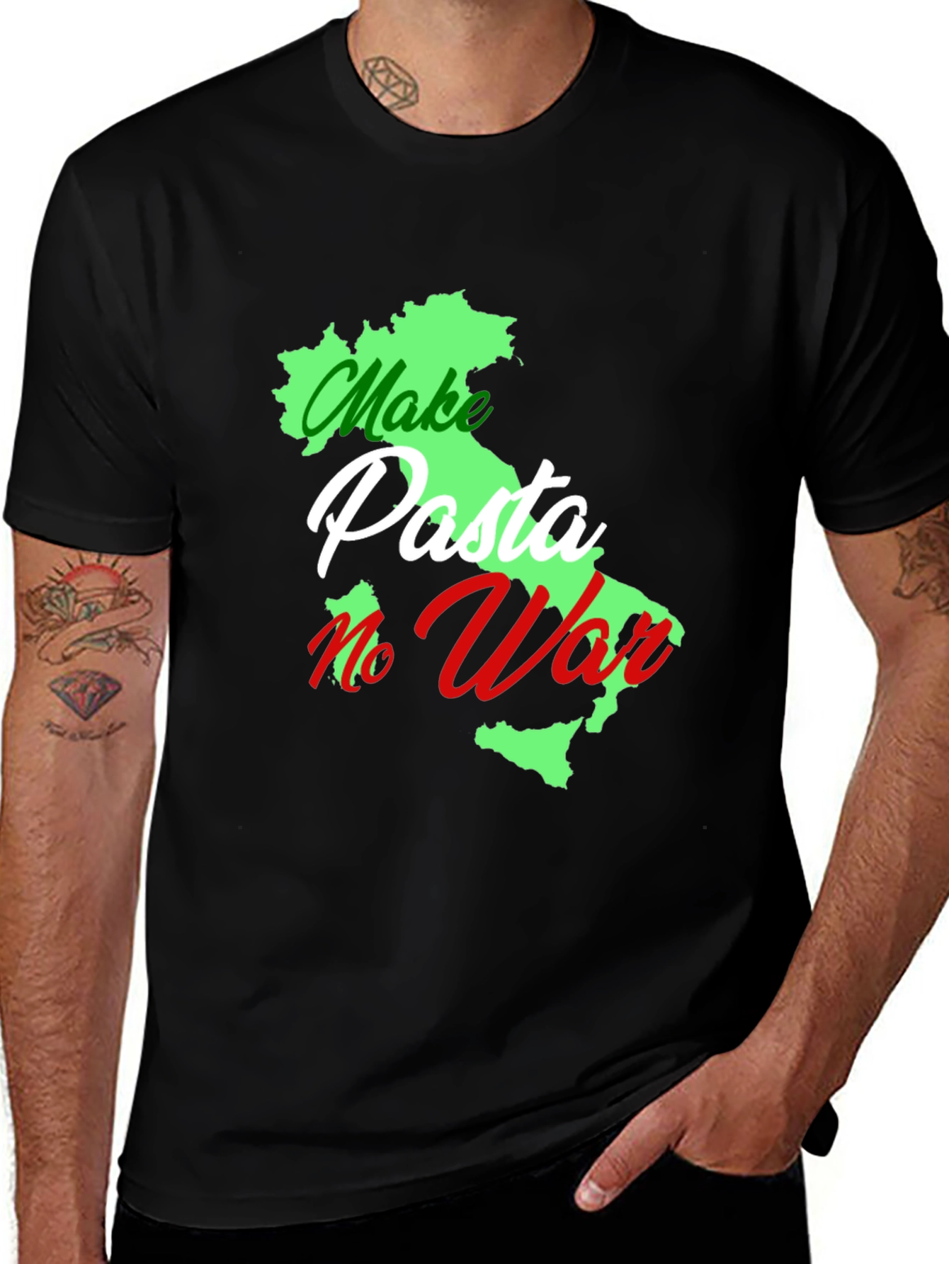 Make Pasta No War Italy Map Graphic T-Shirt