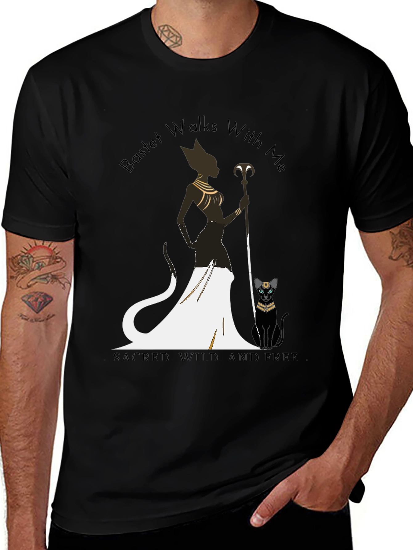 Bastet Walks With Me Graphic T-Shirt