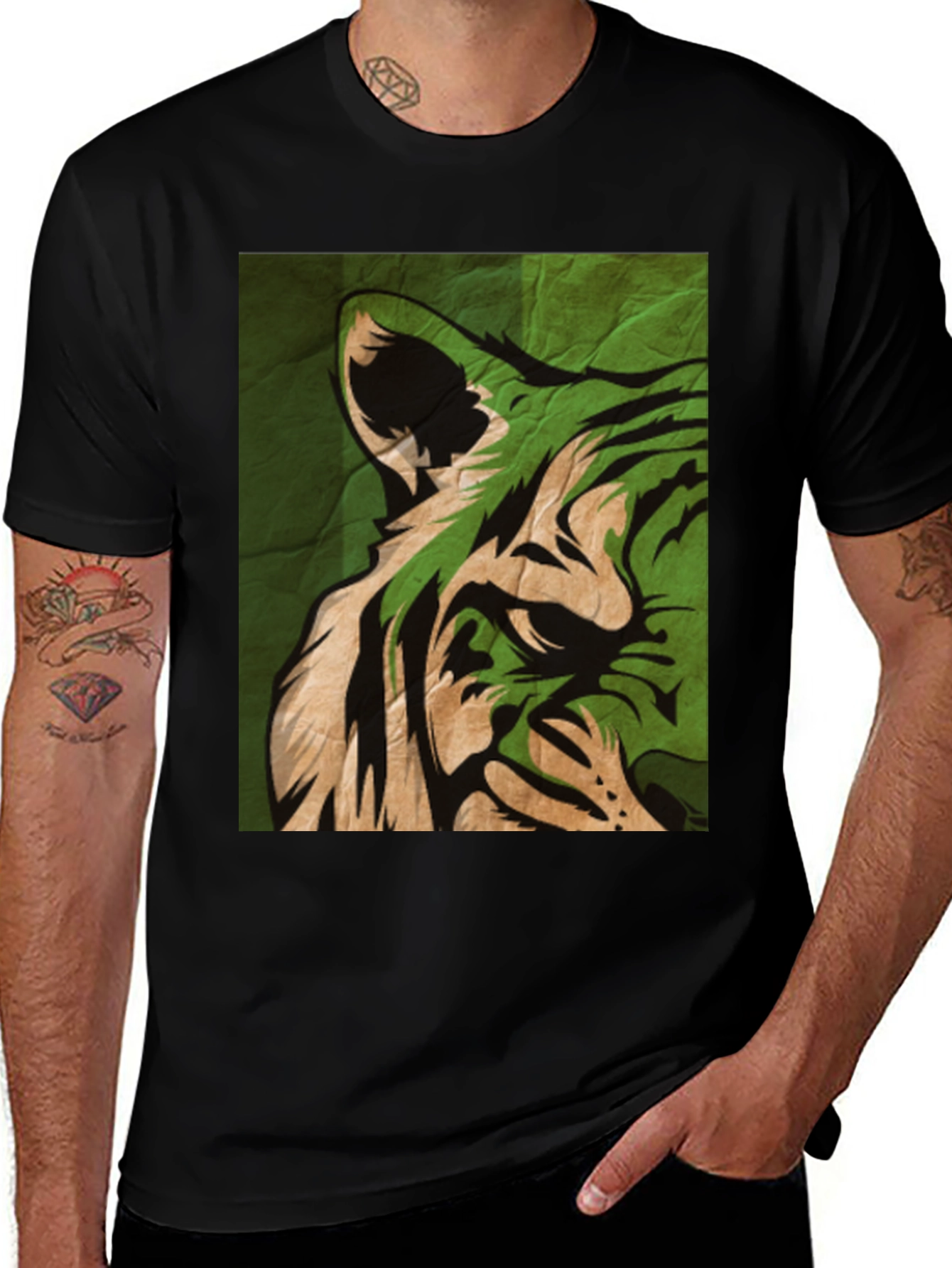 Variant 20 of Green Tiger Graphic Tee - Stylish Animal Print T-Shirt
