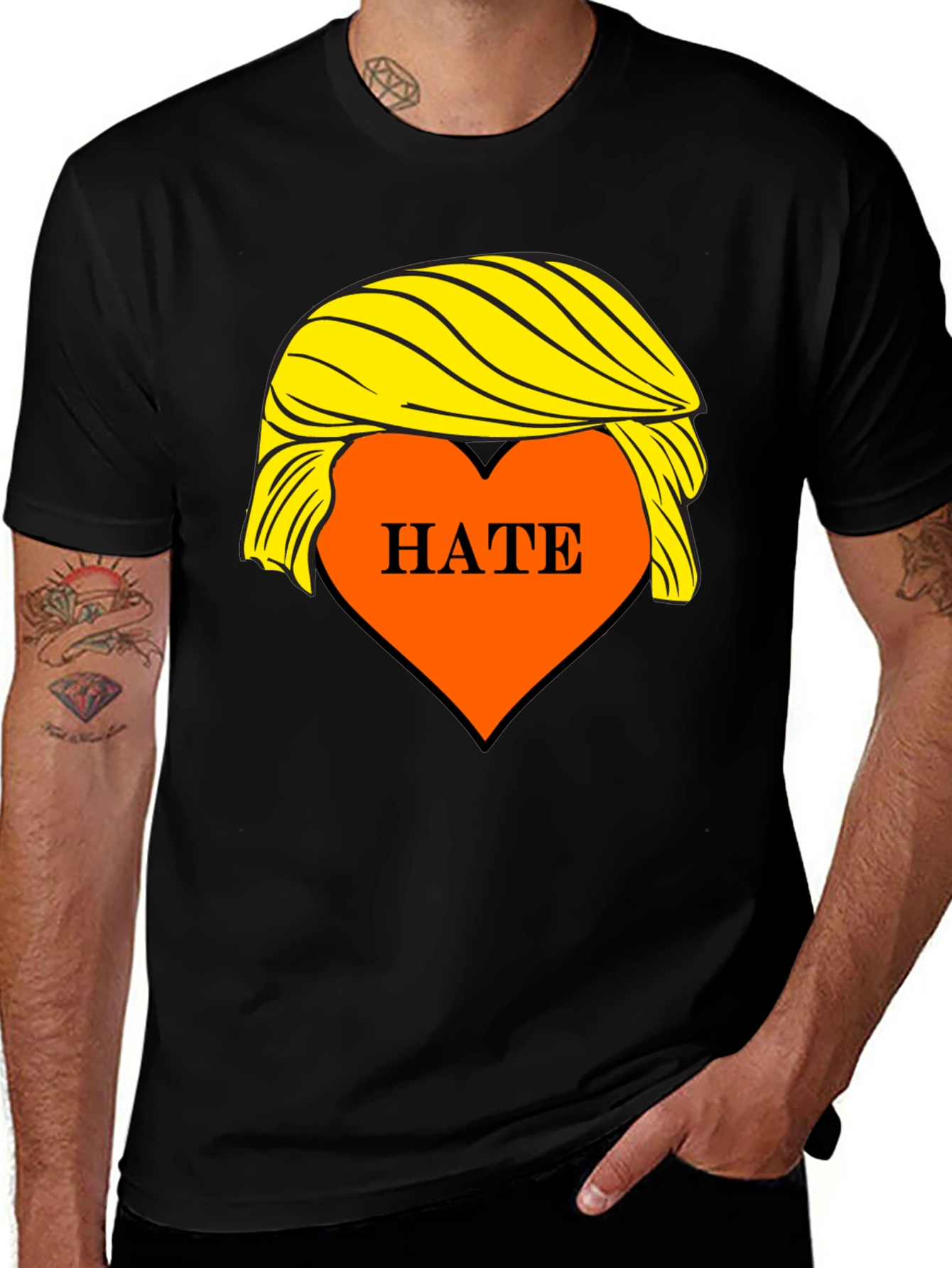 Variant 23 of HATE Trump Hair Parody Graphic T-Shirt