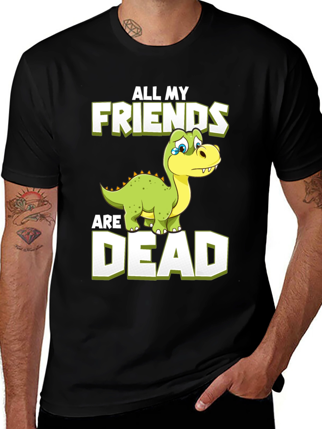 Variant 22 of Sad Dinosaur Graphic T-Shirt - All My Friends Are Dead