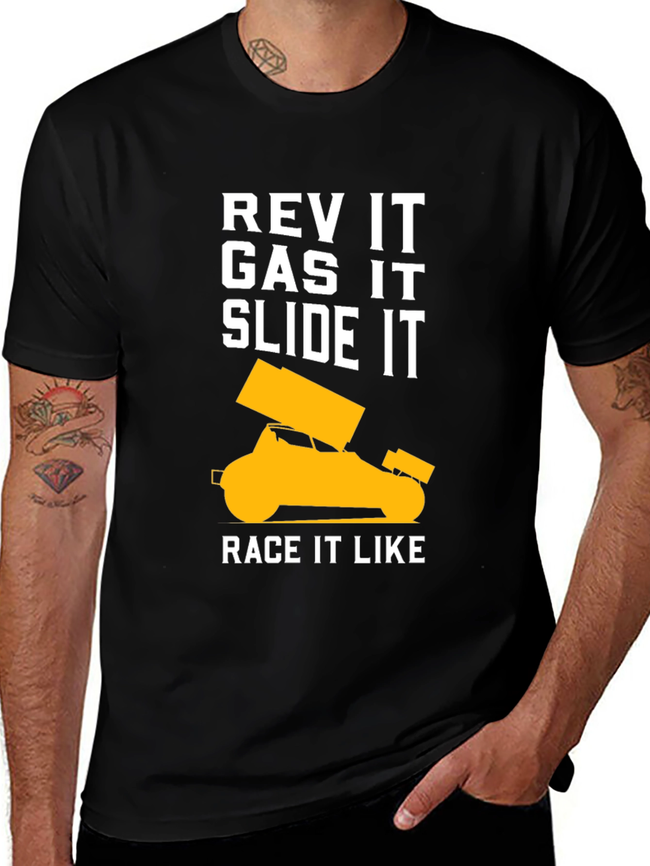 Variant 13 of Rev It Race Car T-Shirt - Black Graphic Tee
