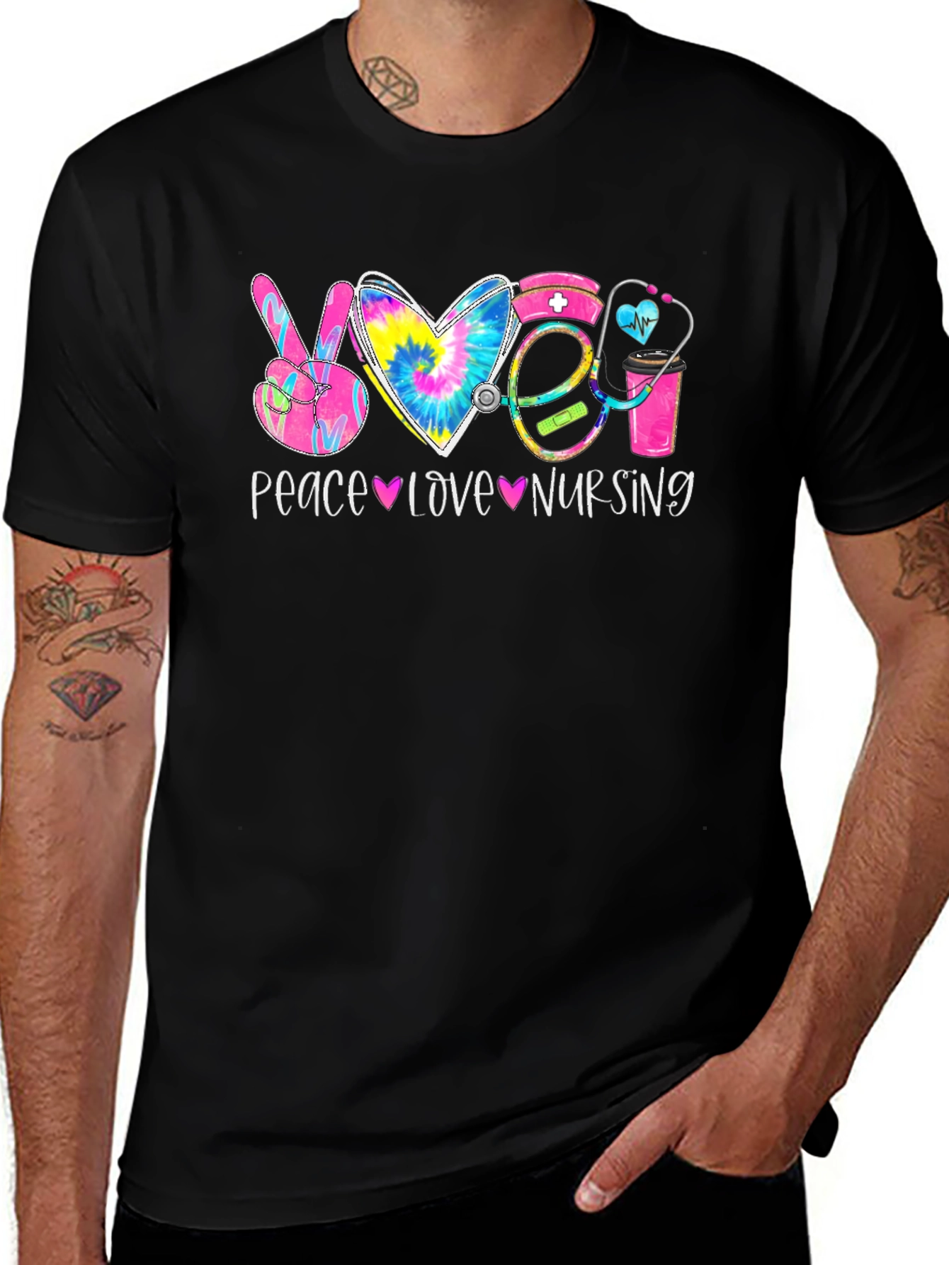 Variant 28 of Peace Love Nursing T-Shirt - Cute Nurse Tee