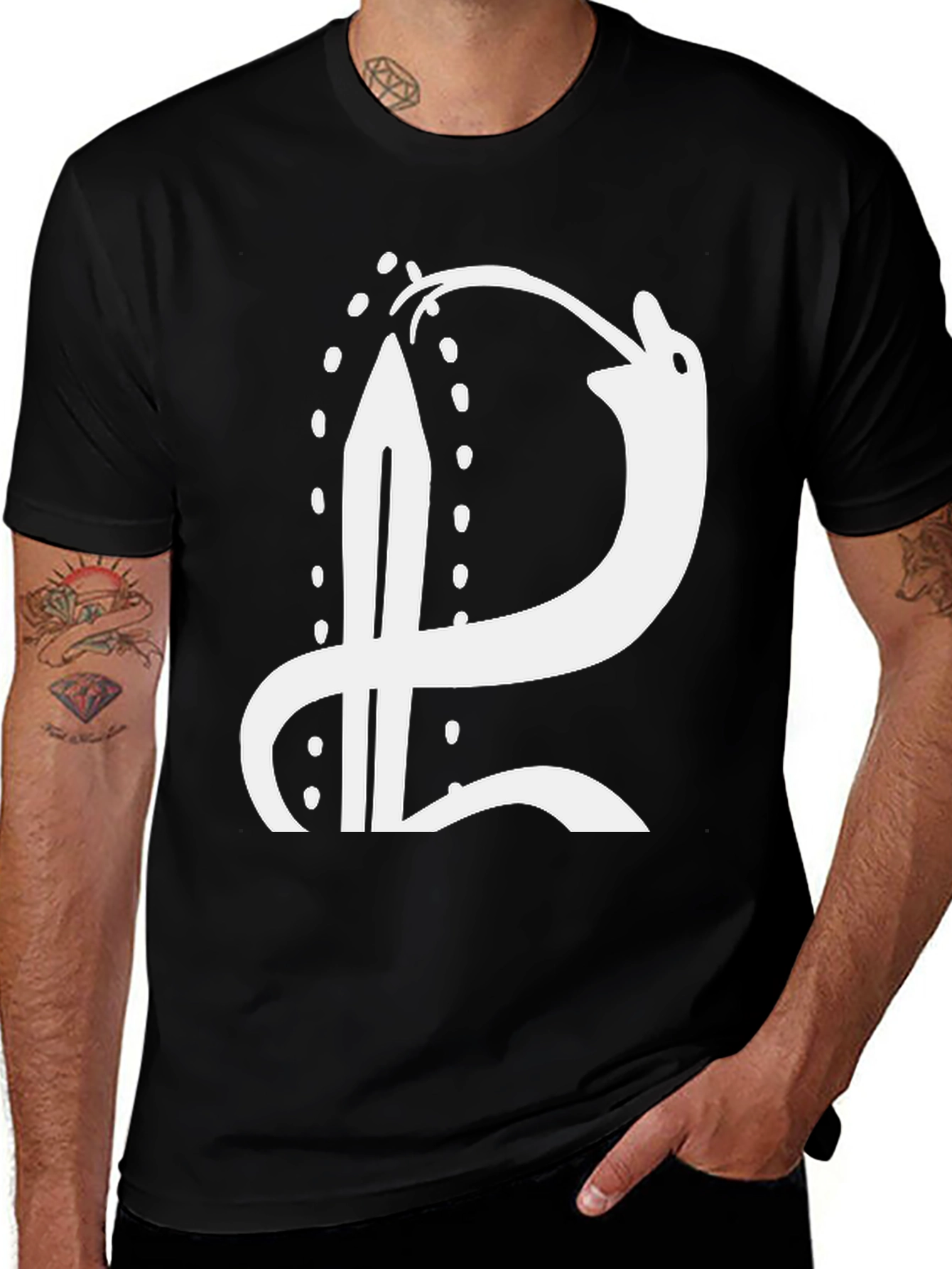 Variant 5 of Quirky Snake Sword Graphic Tee - Black
