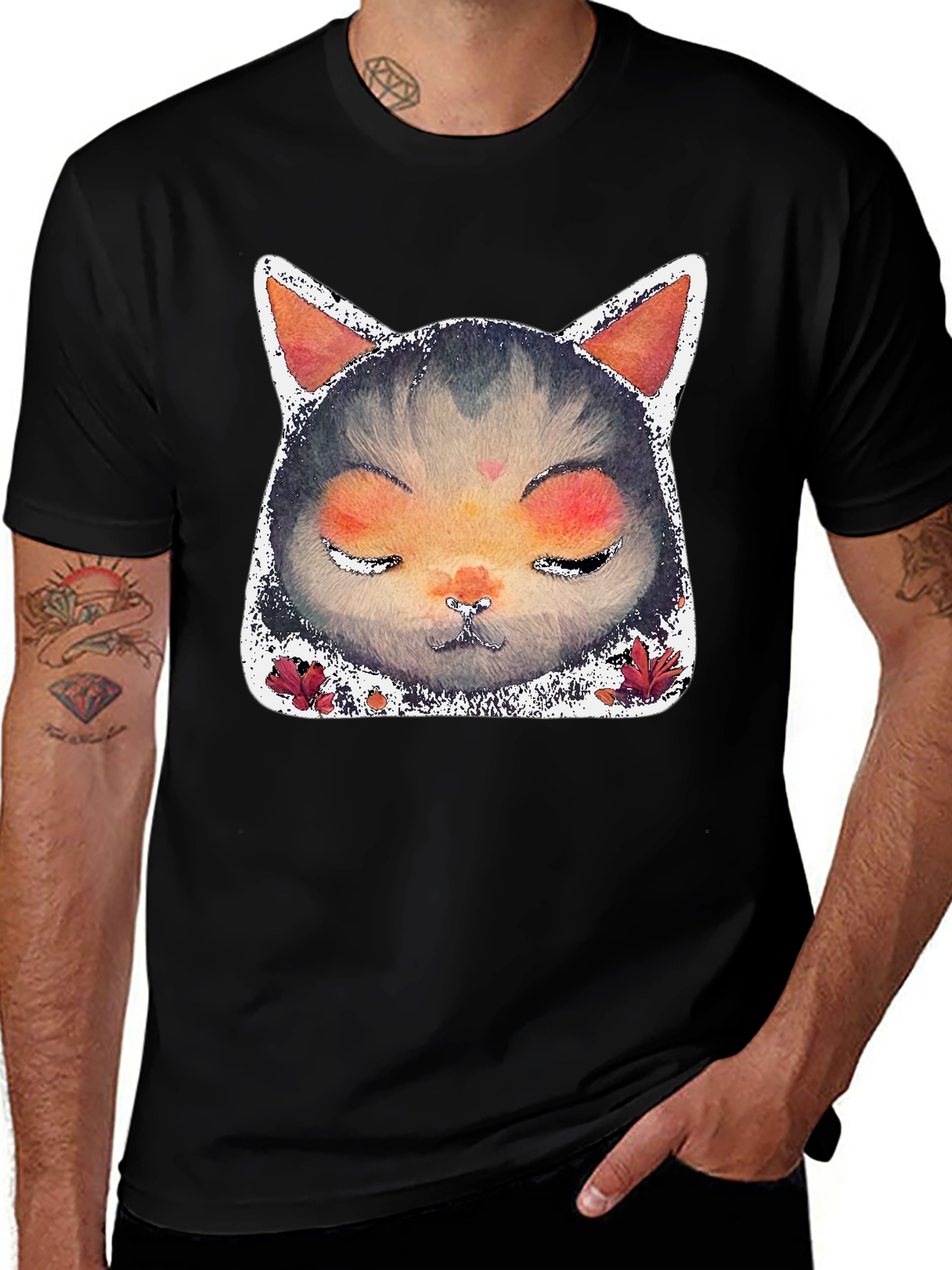 Variant 22 of Zen Cat Graphic Tee - Unisex Black T-Shirt