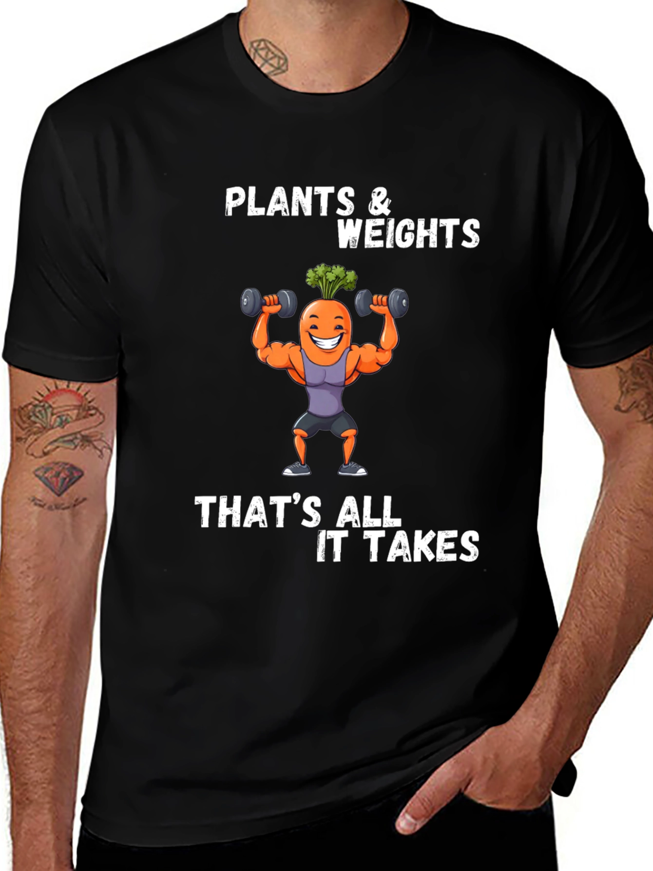 Variant 11 of Plants and Weights T-Shirt - Funny Fitness Carrot Tee