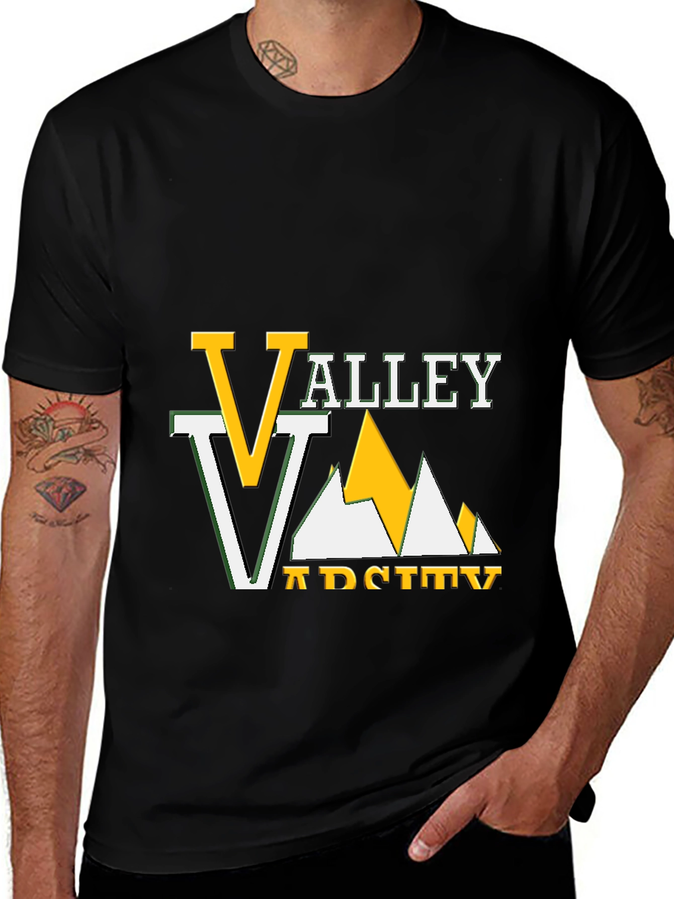 Valley Varsity Graphic Tee - Black Cotton T-Shirt