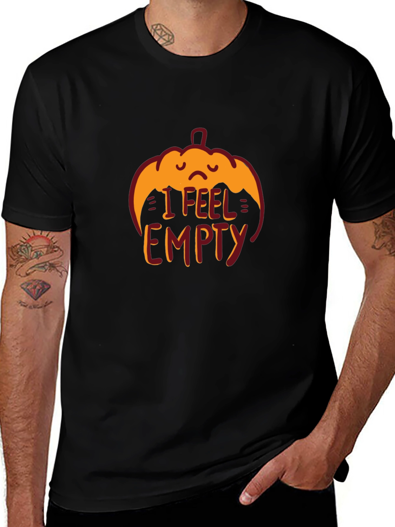 Variant 25 of Sad Pumpkin T-Shirt - "I Feel Empty" - Halloween Apparel