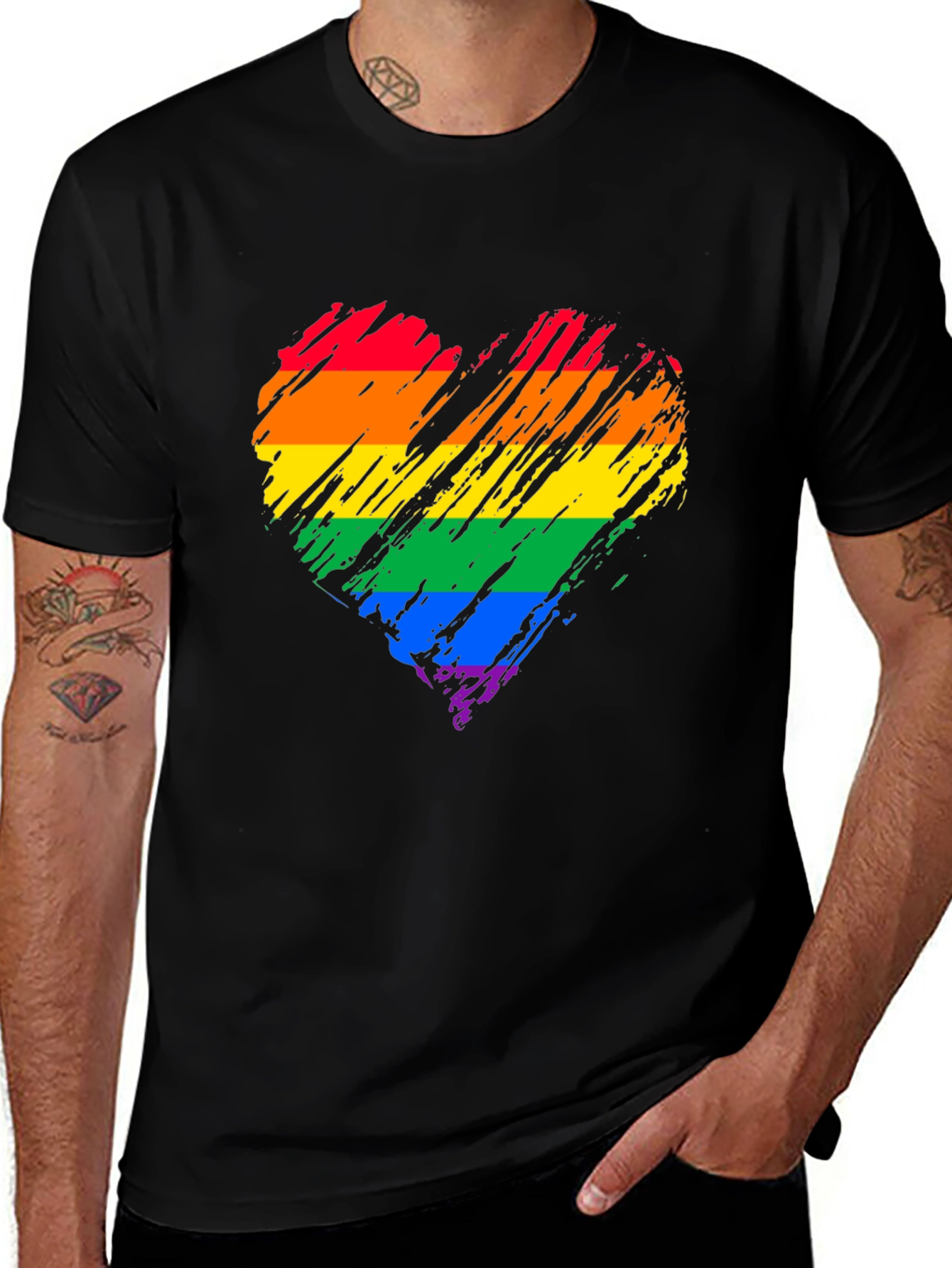 Variant 18 of Rainbow Heart Graphic Tee - Pride Month Apparel