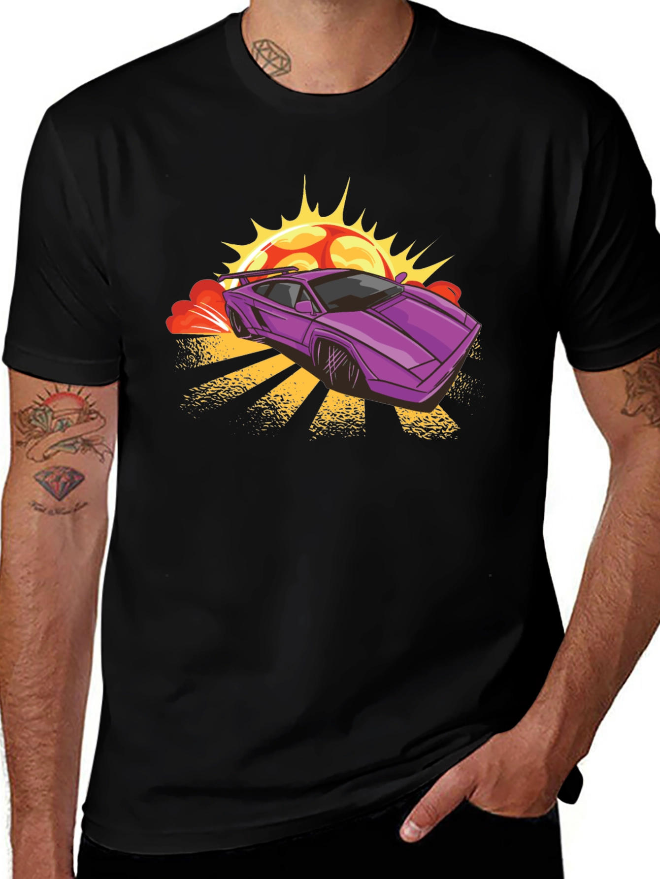 Retro Wave Purple Sports Car T-Shirt