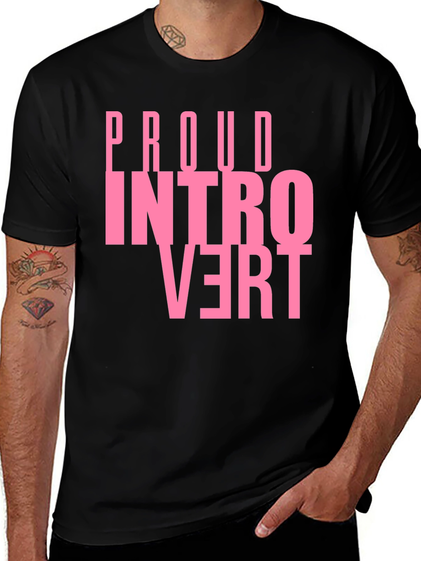 Variant 15 of Proud Introvert Black Graphic Tee