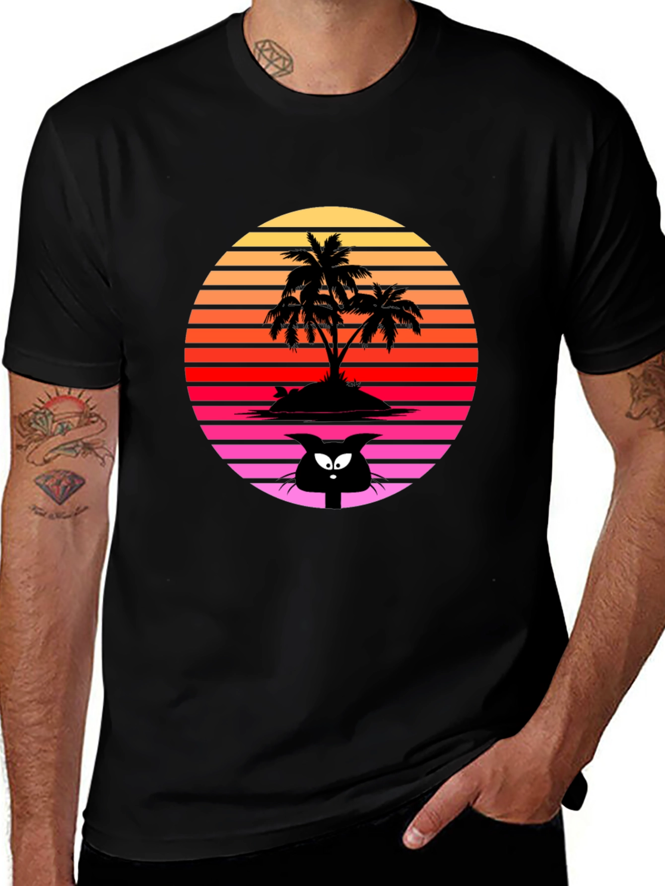 Variant 21 of Retro Palm Tree Cat T-Shirt