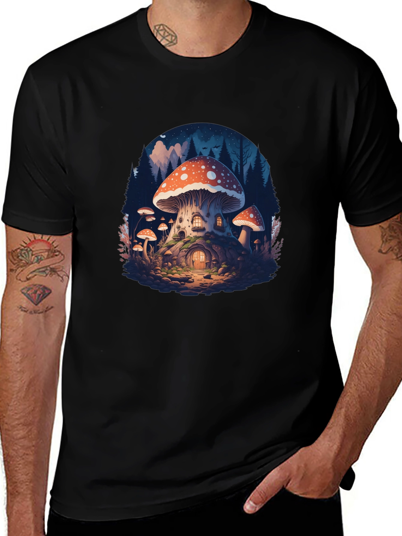 Variant 9 of Mushroom House Graphic Tee