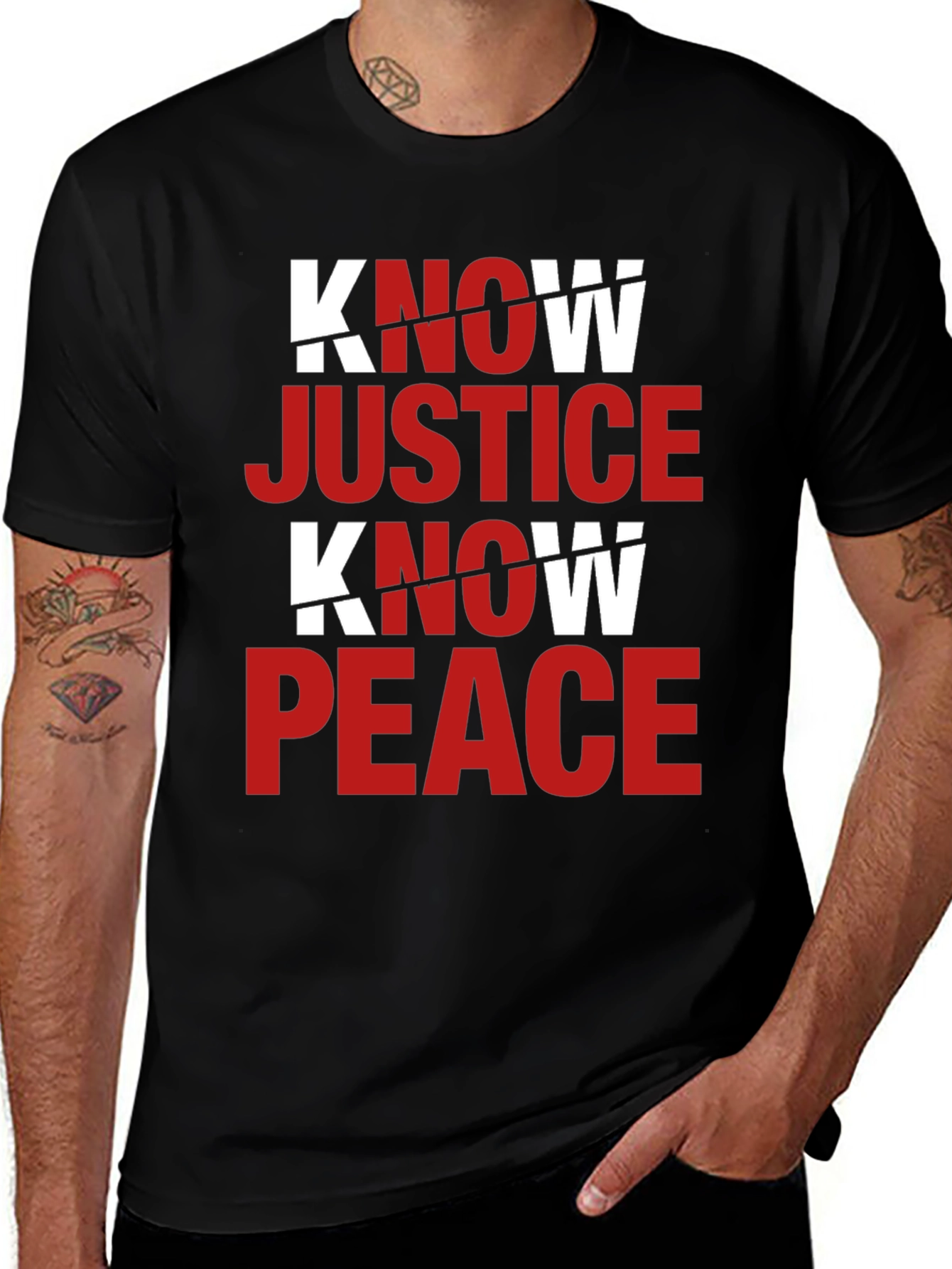 Variant 4 of Know Justice Know Peace Graphic T-Shirt