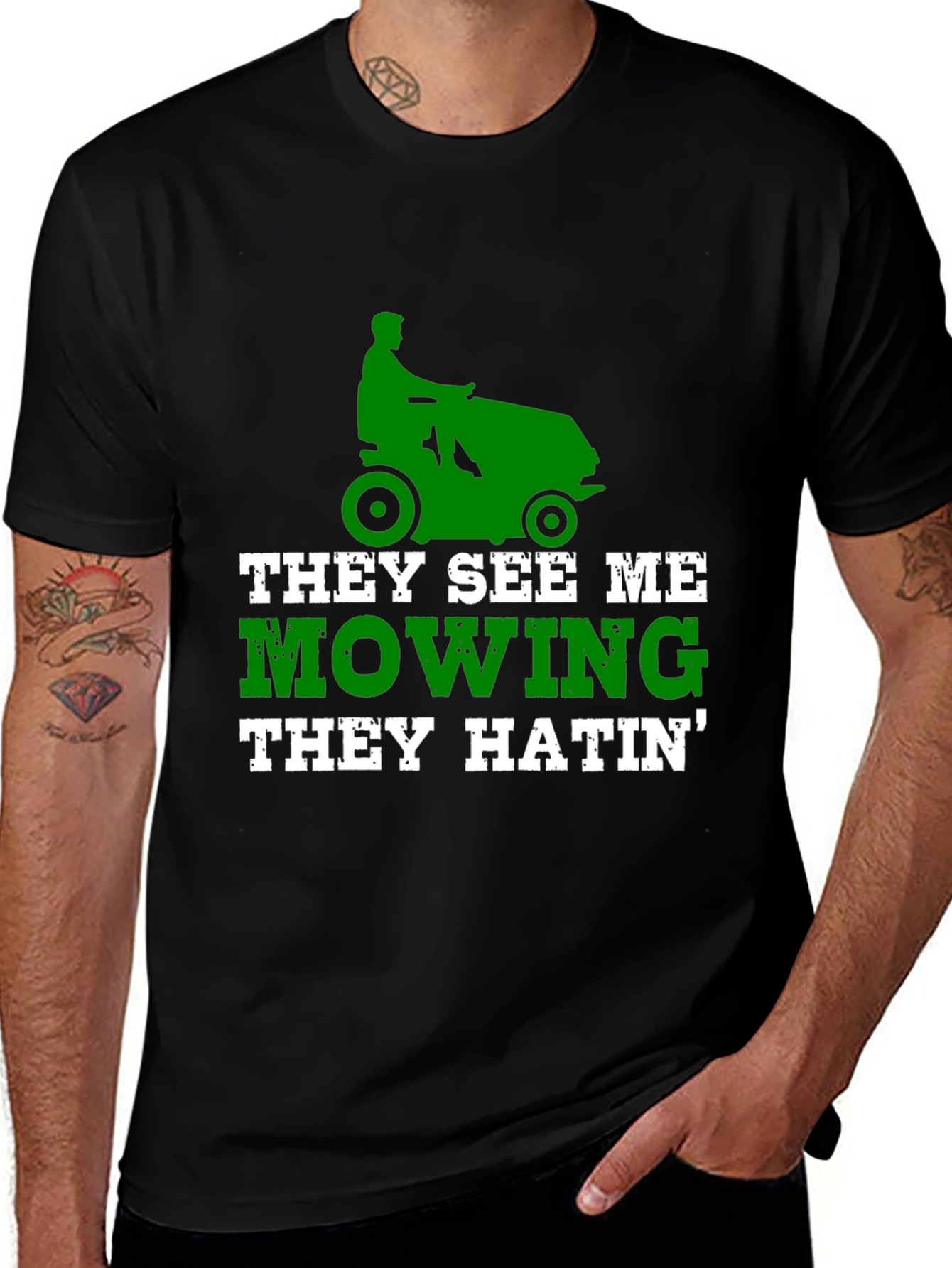 Variant 5 of Funny Lawn Mowing T-Shirt - They See Me Mowing