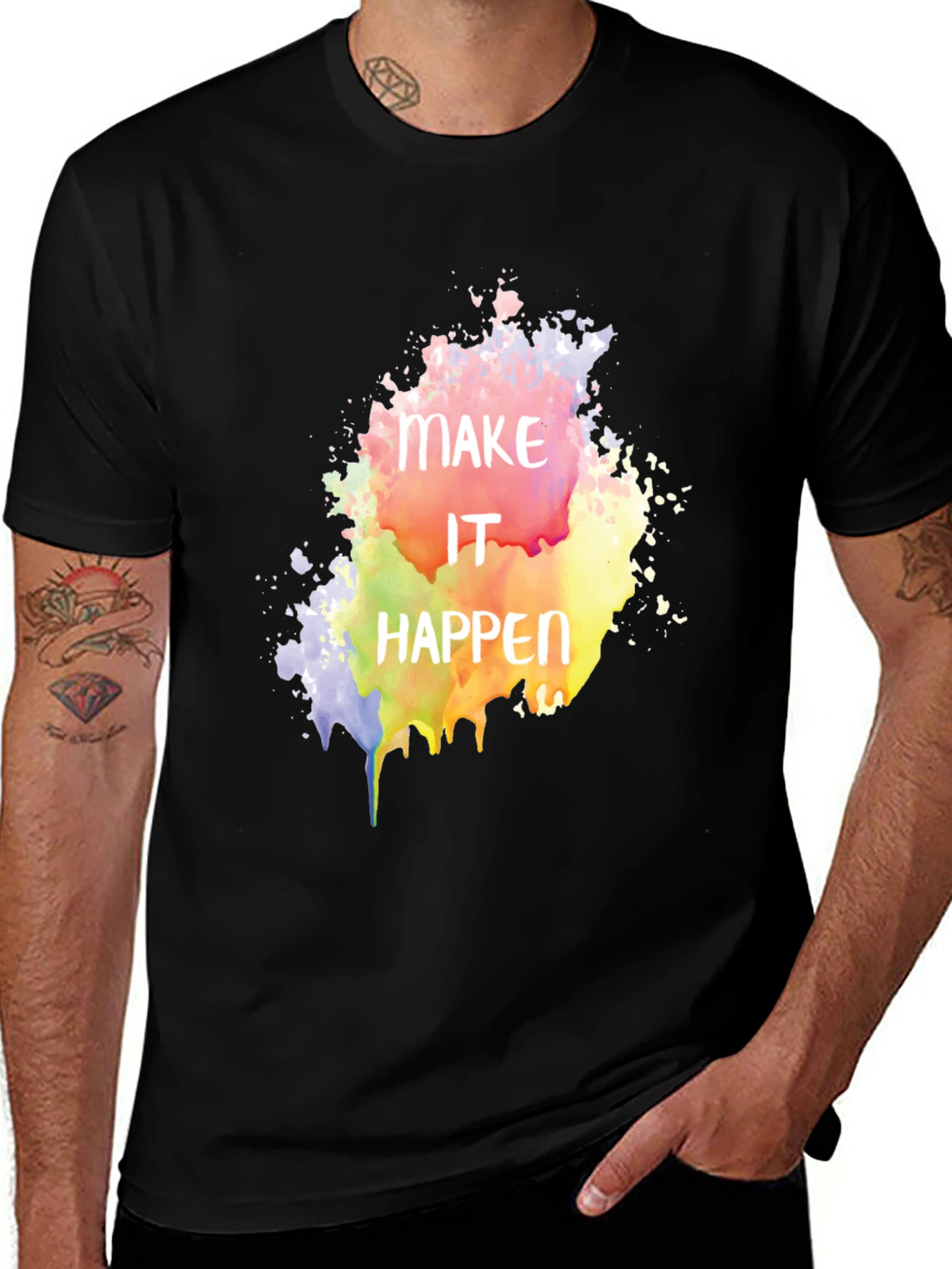 Variant 30 of Make It Happen Graphic Tee - Black Cotton Blend