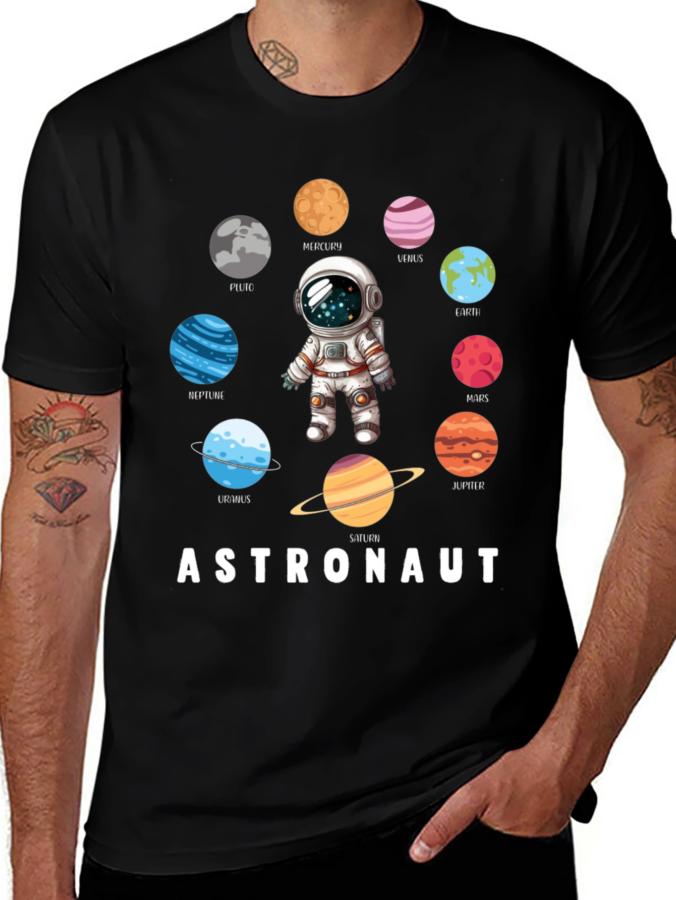 Variant 25 of Astronaut Planets Graphic Tee - Space Fan T-Shirt