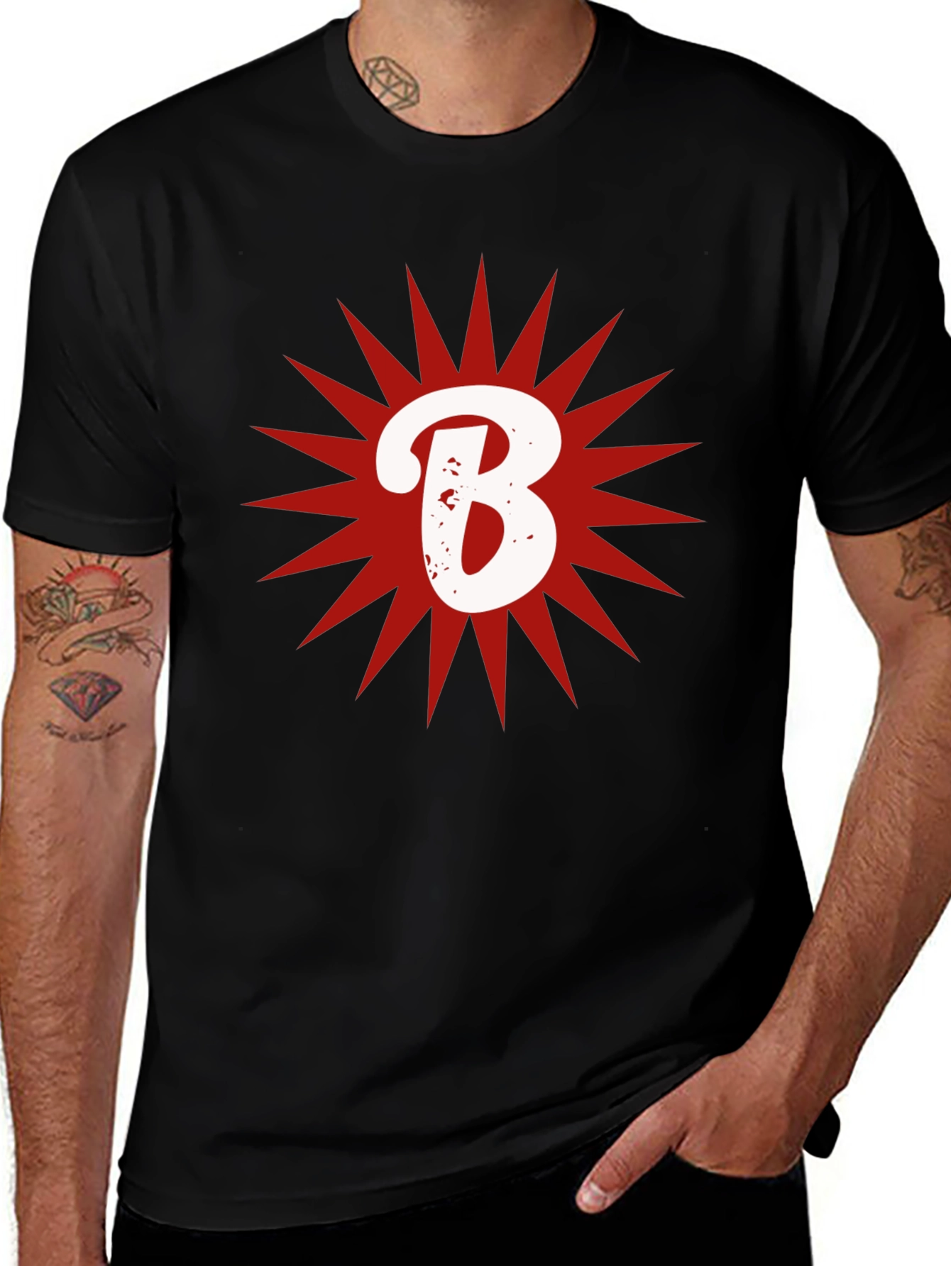 Variant 28 of Letter B Starburst Graphic T-Shirt - Casual Cotton Tee