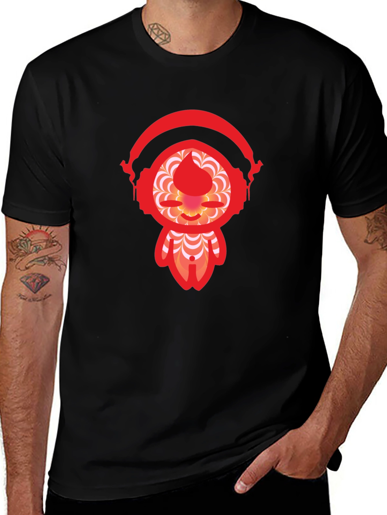 Variant 25 of Modern Graphic Tee: Abstract Red Character on Black