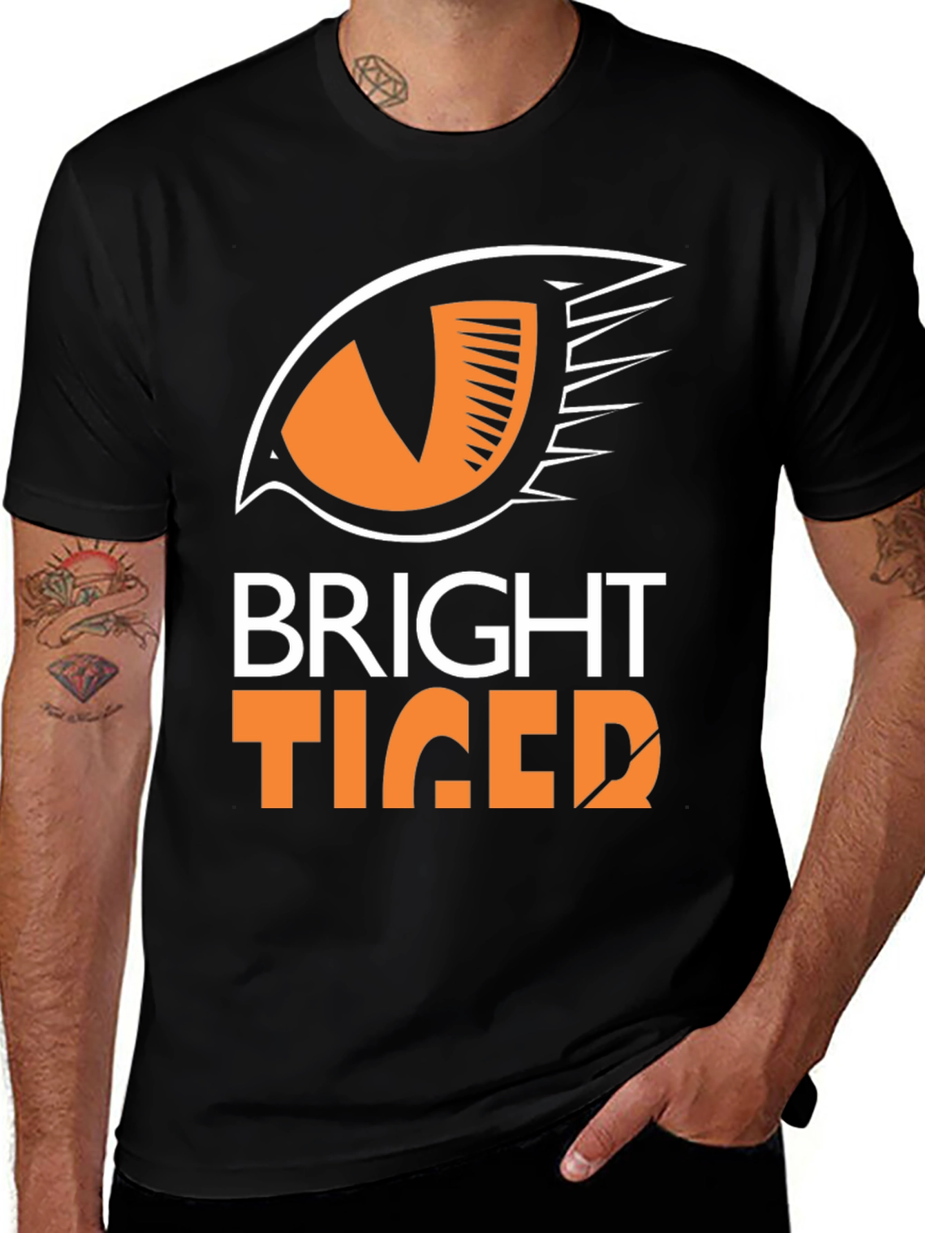 Variant 23 of Bright Tiger Graphic Tee - Black Cotton T-Shirt