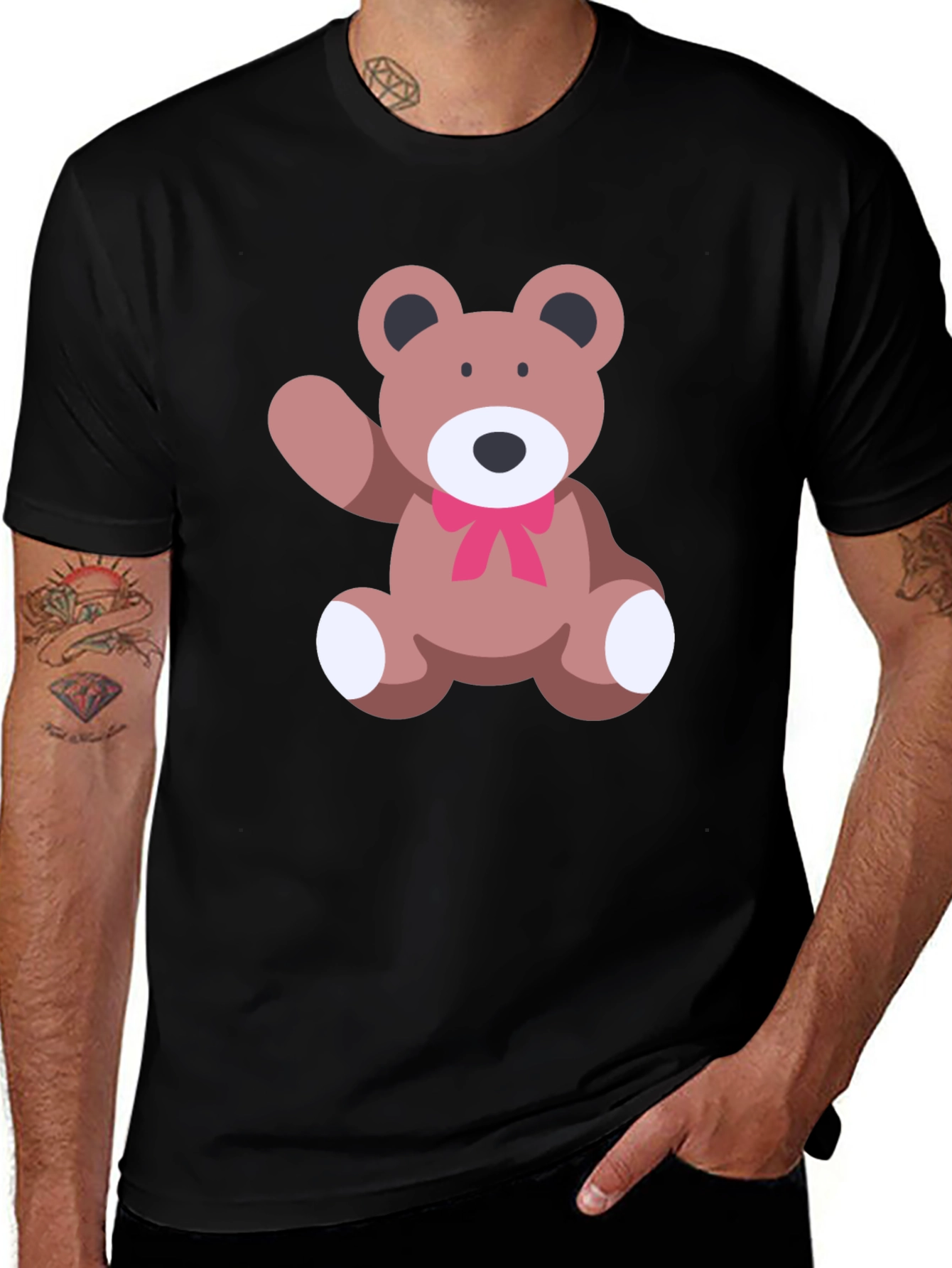 Variant 9 of Cute Teddy Bear Graphic Black T-Shirt