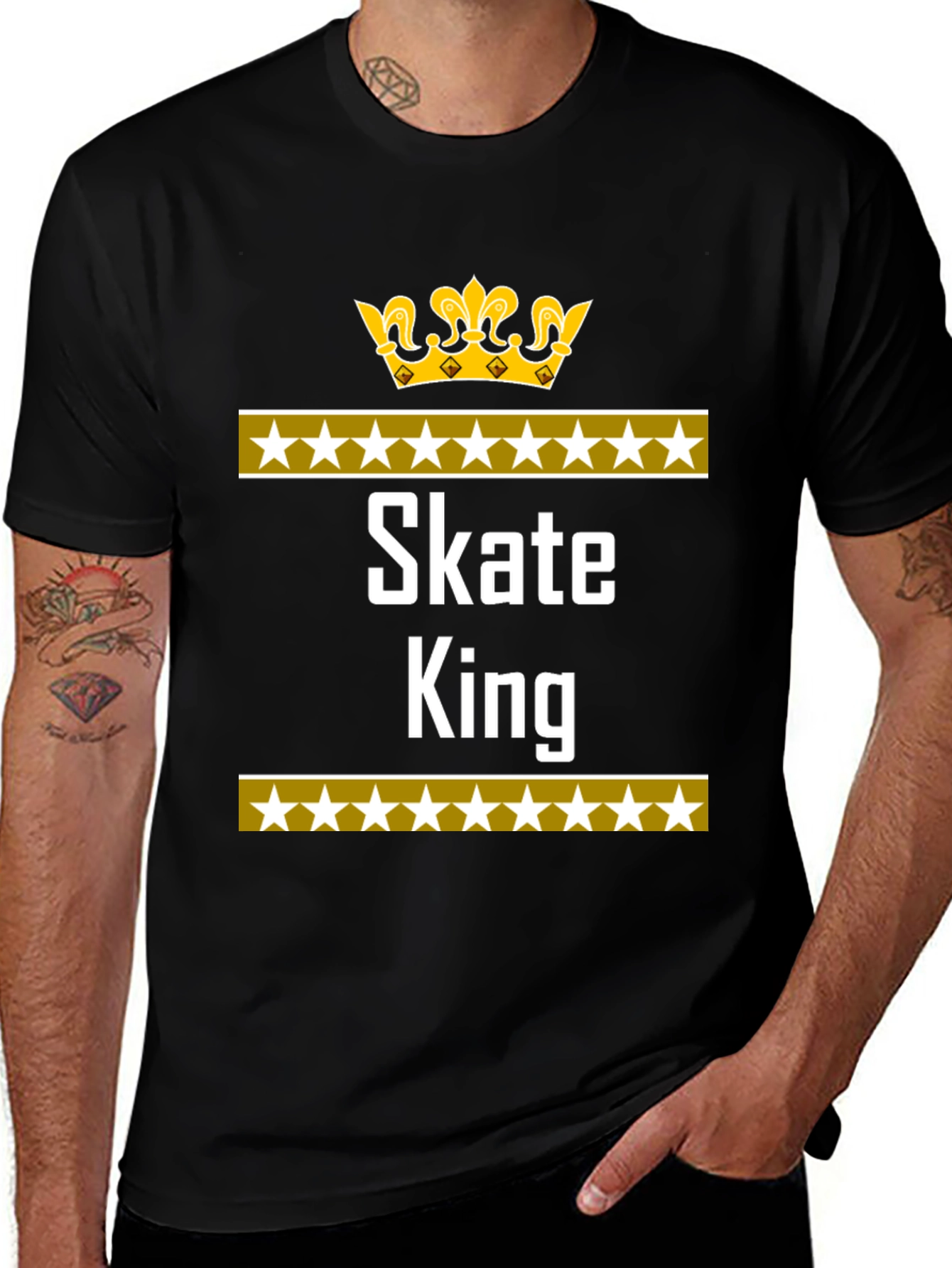 Variant 16 of Skate King Black T-Shirt with Crown Design