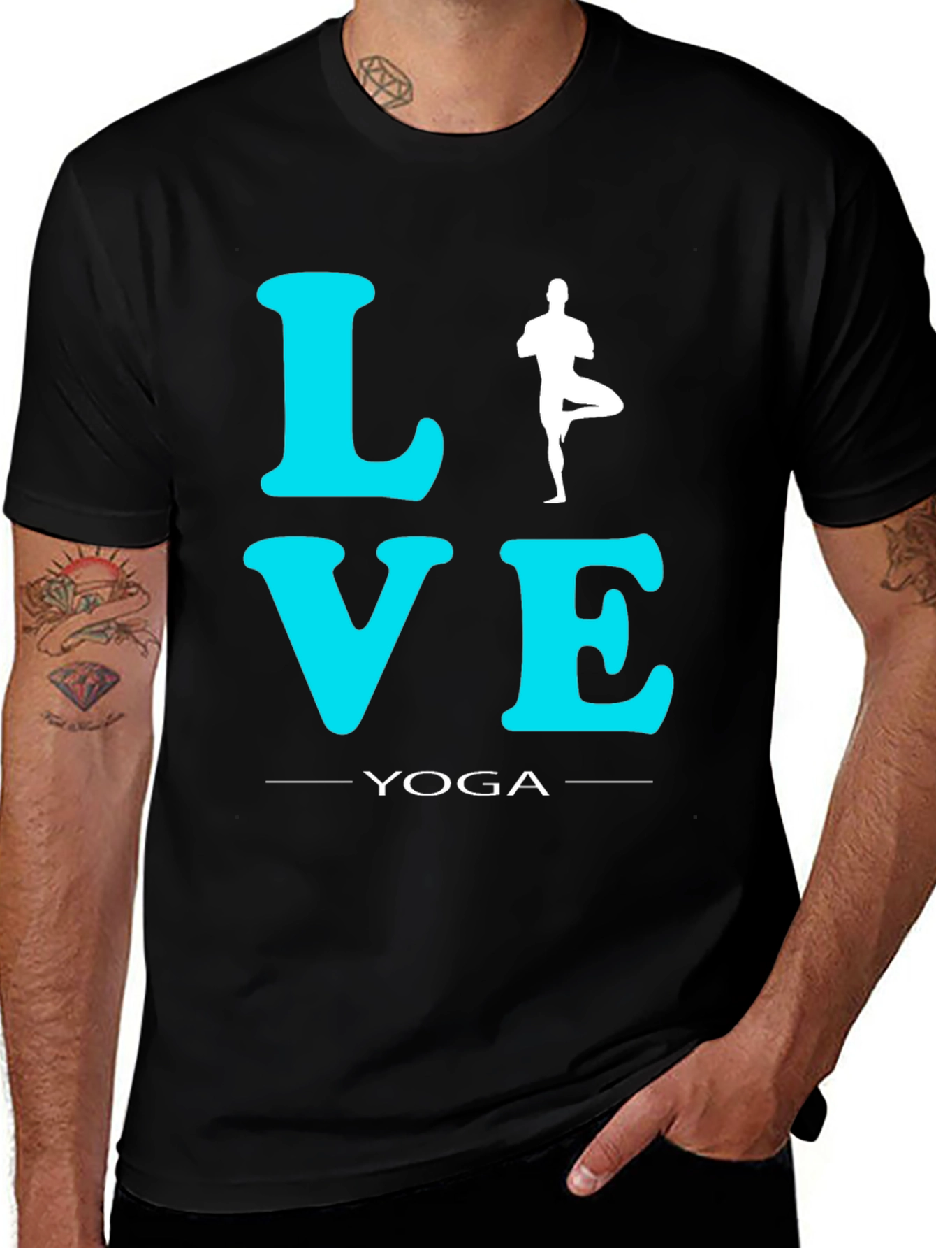 Variant 30 of Love Yoga Graphic Tee - Black Cotton T-Shirt