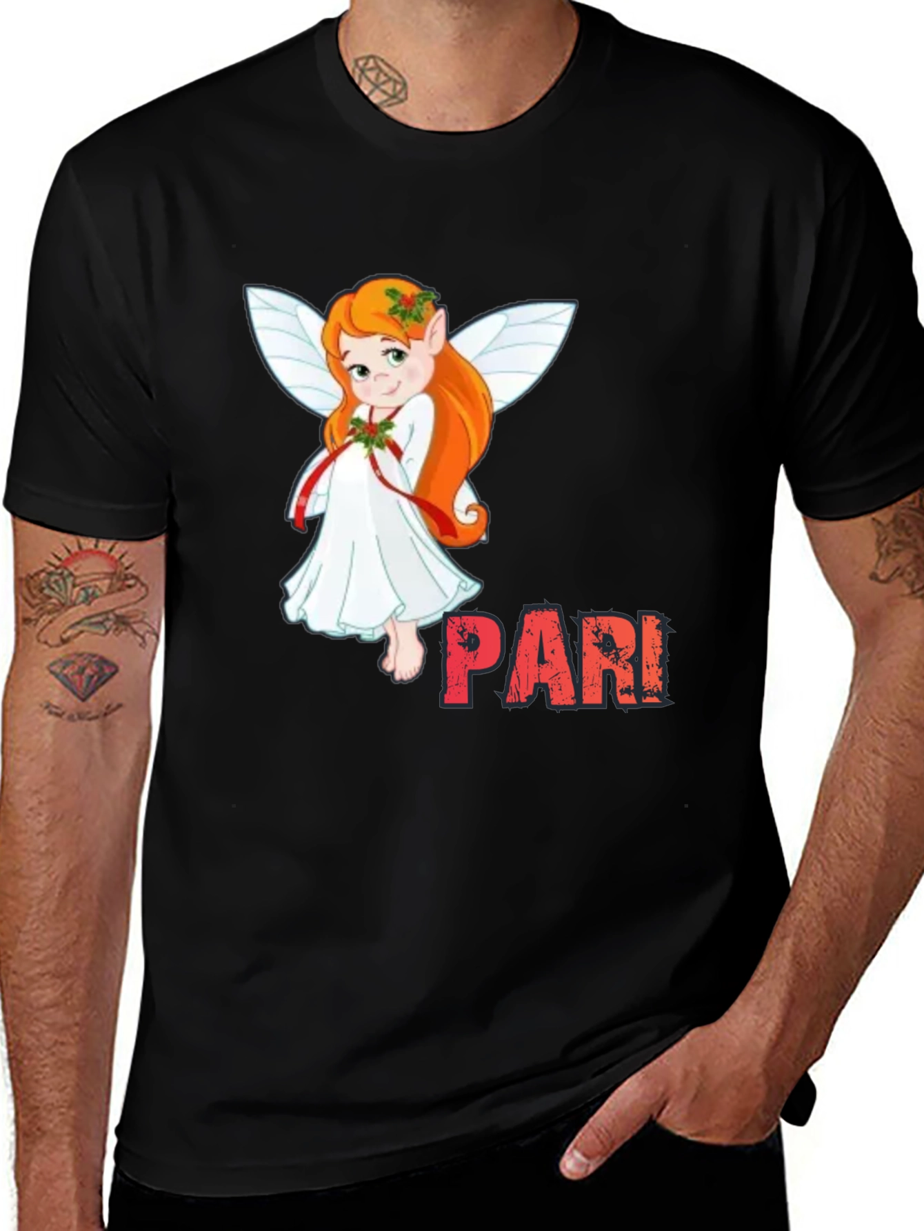 Variant 12 of Pari Elf Graphic Tee - Black Cotton Blend Casual T-Shirt