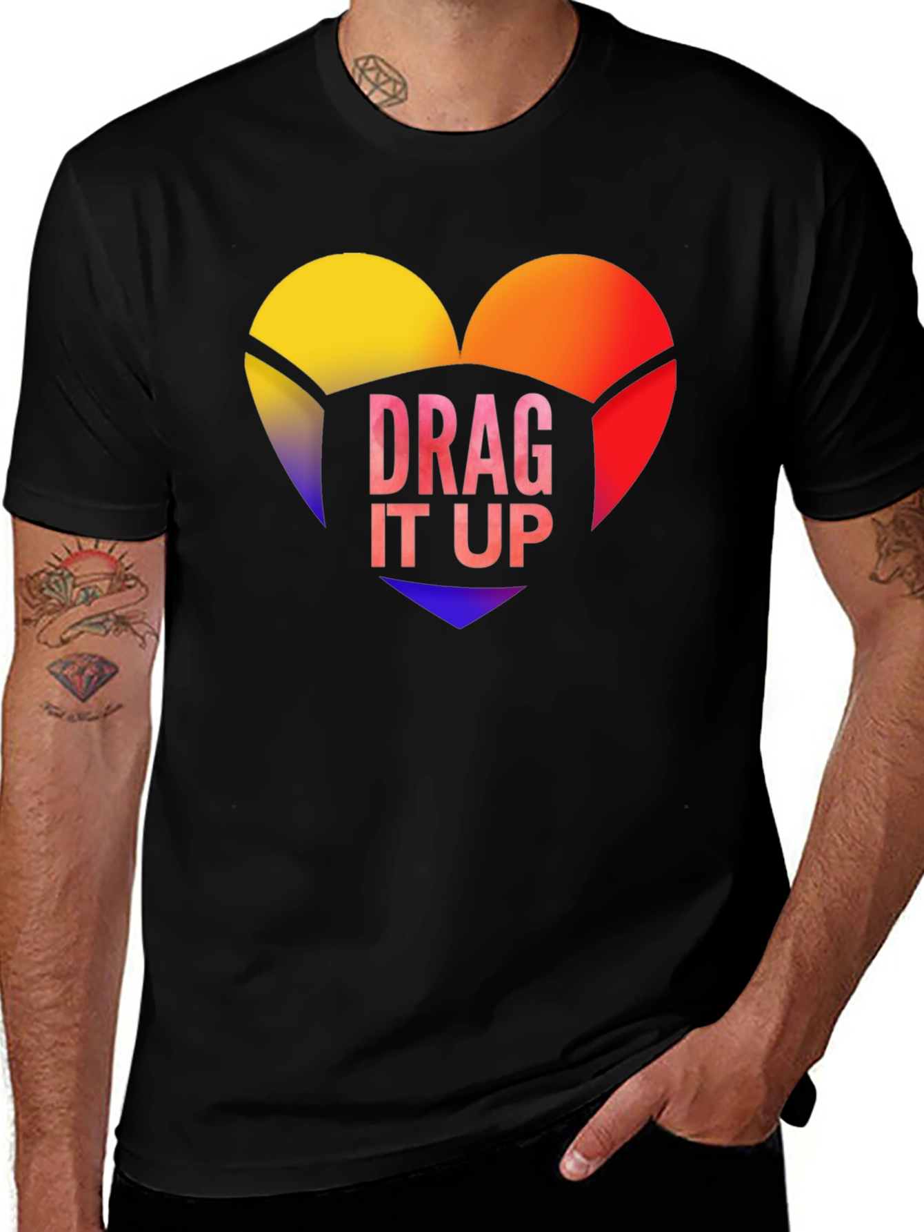 Variant 28 of Drag It Up Heart Graphic Black Tee