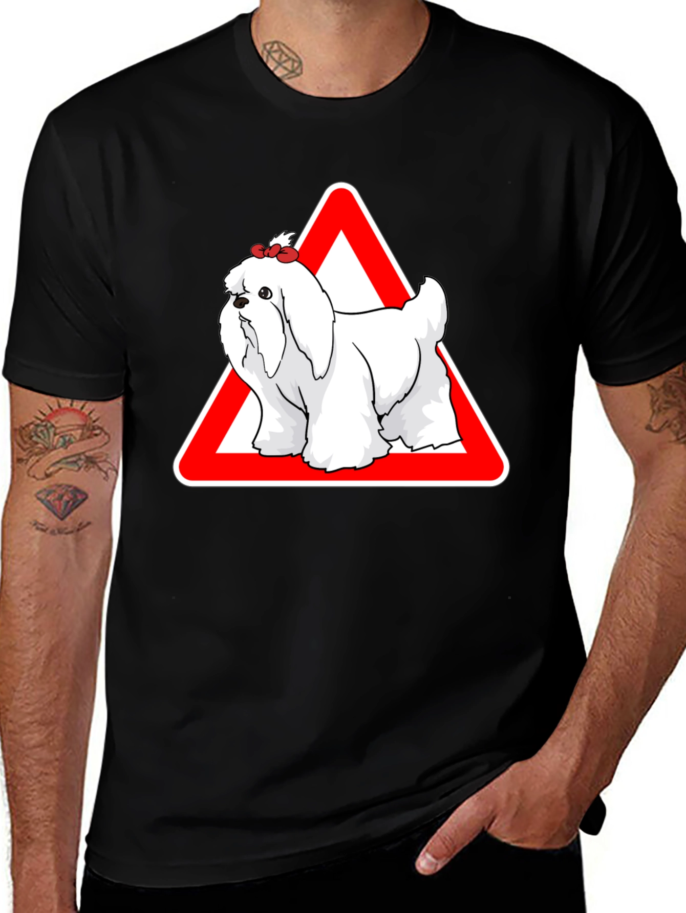 Variant 24 of Dog Warning Sign Black T-Shirt