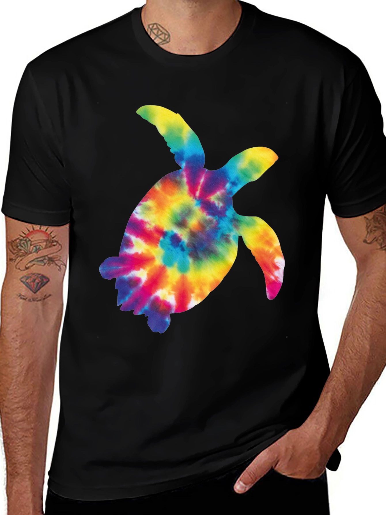 Variant 30 of Tie Dye Turtle Graphic Tee - Casual Comfort