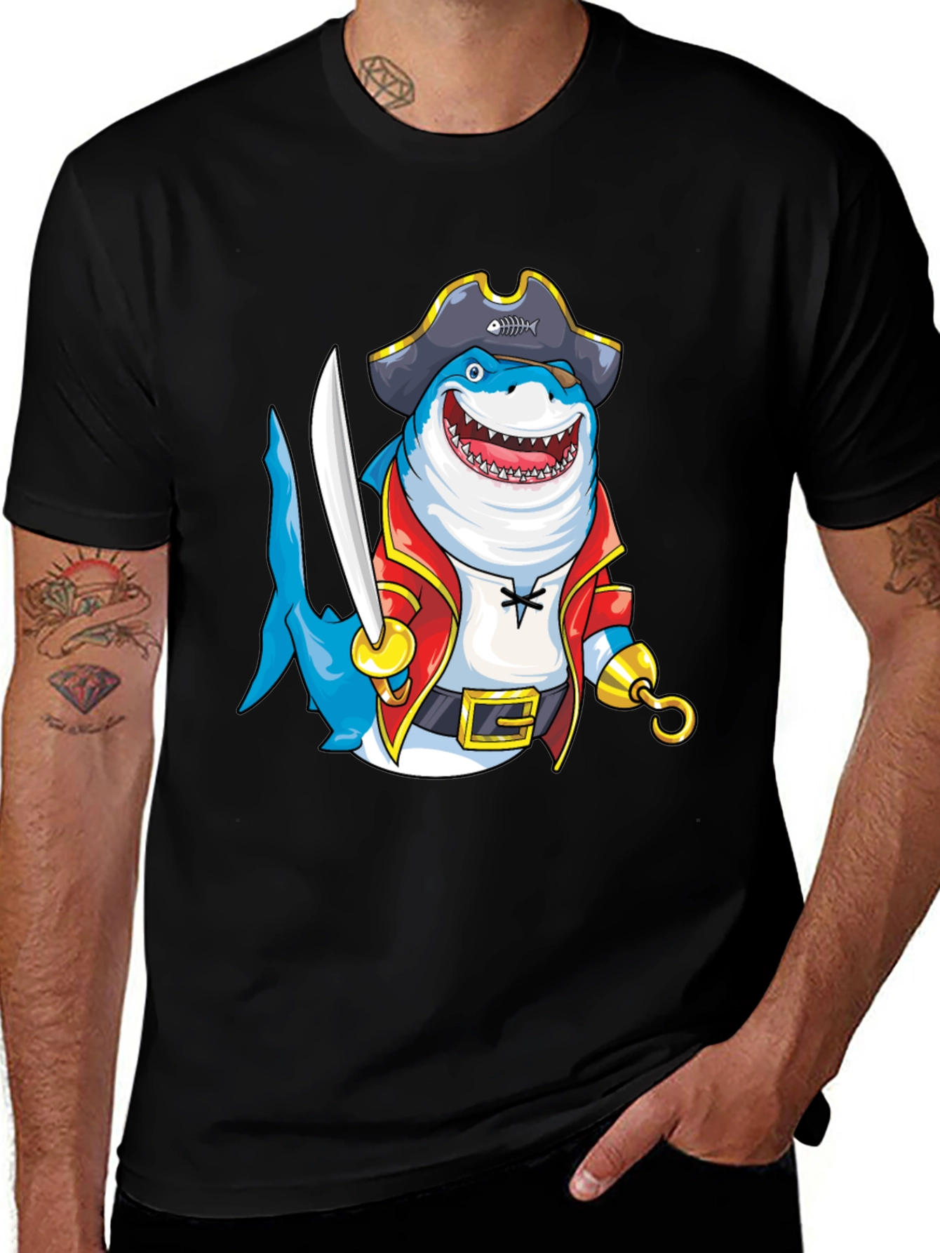 Variant 7 of Pirate Shark T-Shirt - Novelty Graphic Tee
