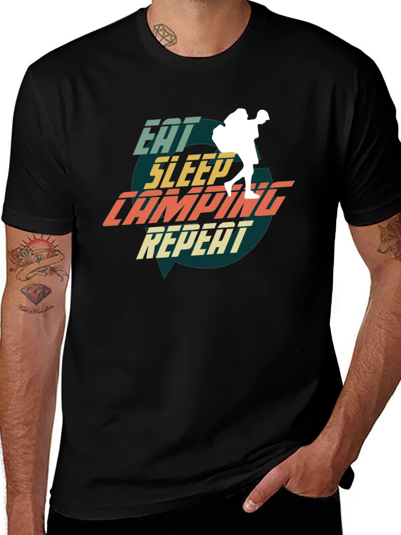Variant 5 of Eat Sleep Camping Repeat Graphic Tee - Adventure Ready