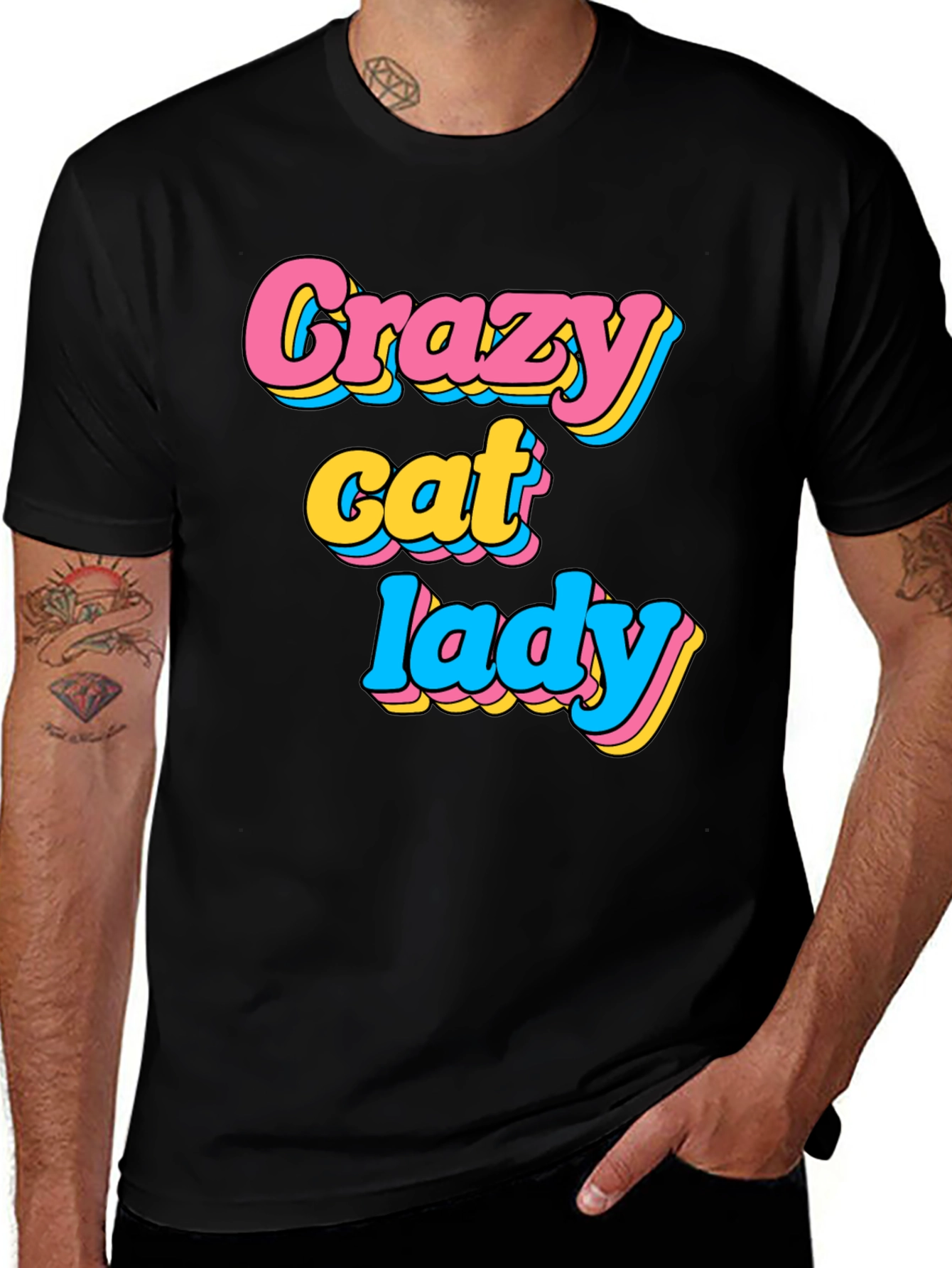Variant 28 of Crazy Cat Lady Graphic T-Shirt - Black
