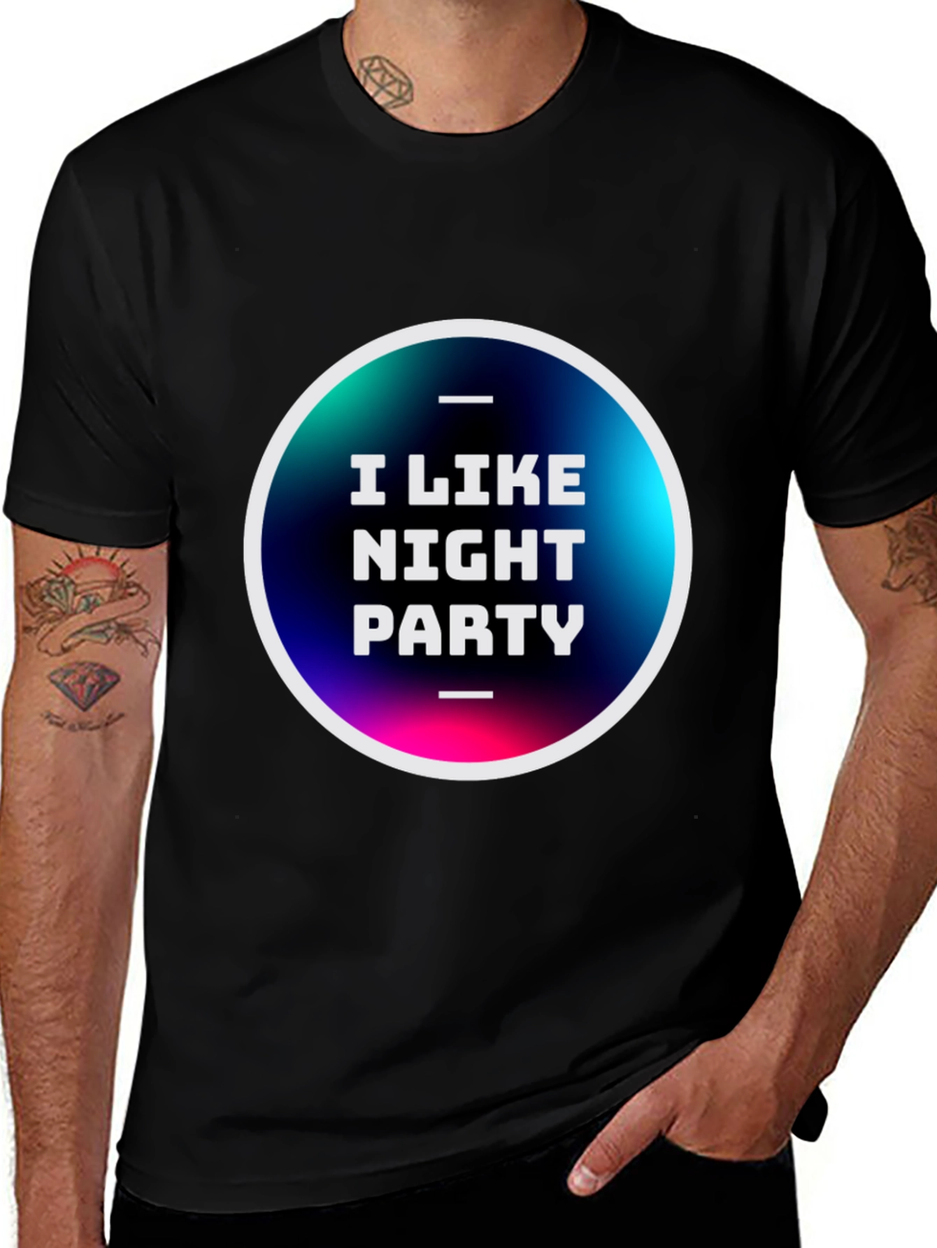 Variant 16 of I Like Night Party Graphic Tee - Black Cotton T-Shirt